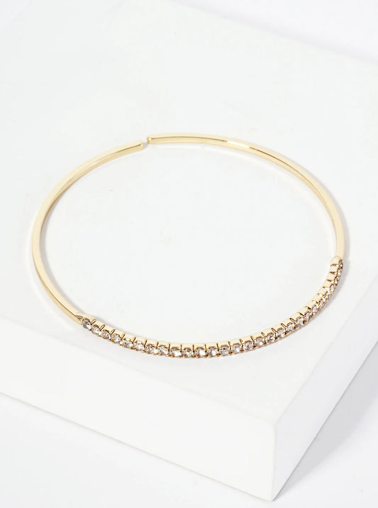 Crystal Pave Delicate Stretch Open Cuff Bracelet