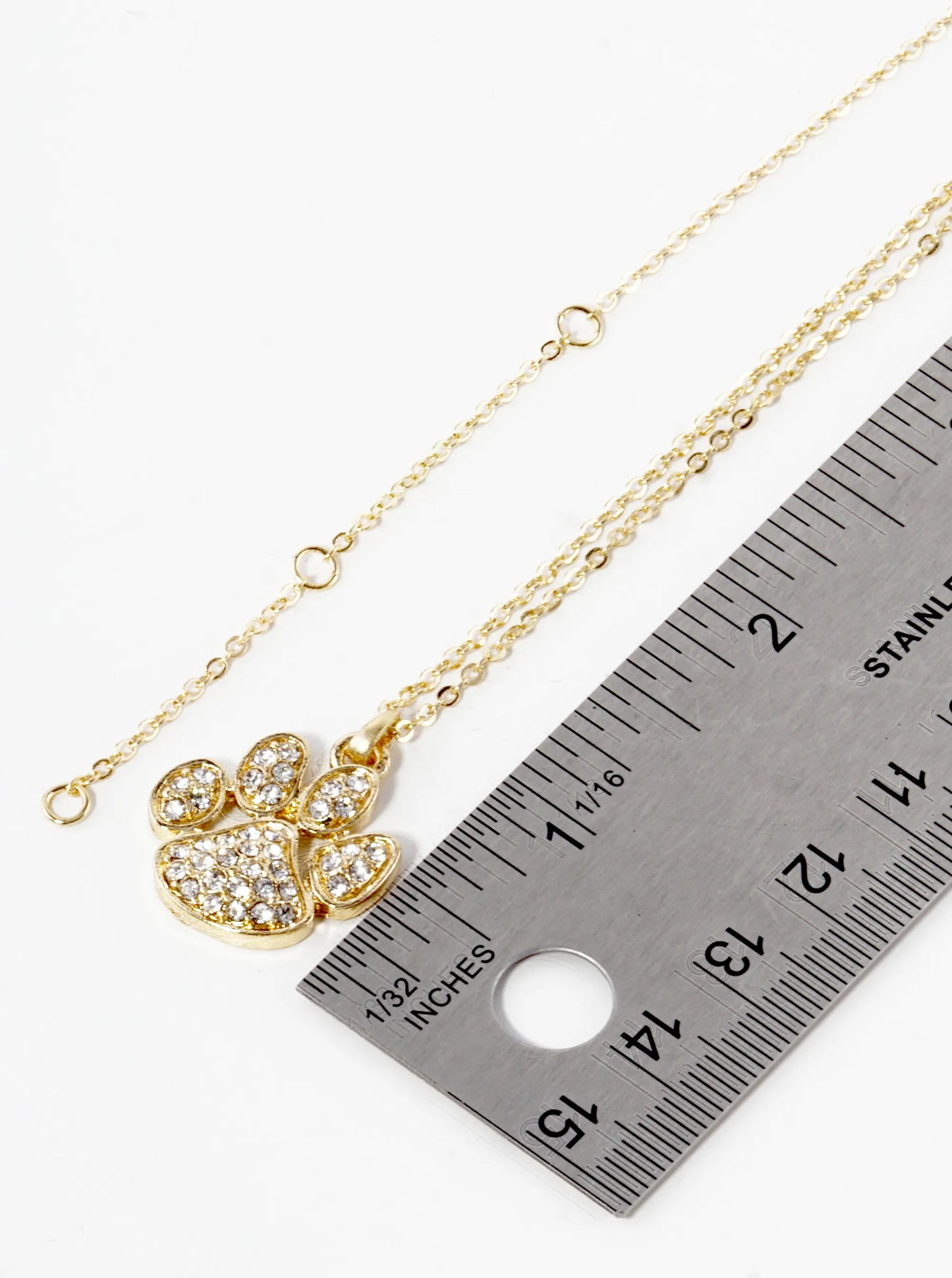Crystal Pave Dog Paw Game Day Mascot Pendant Necklace
