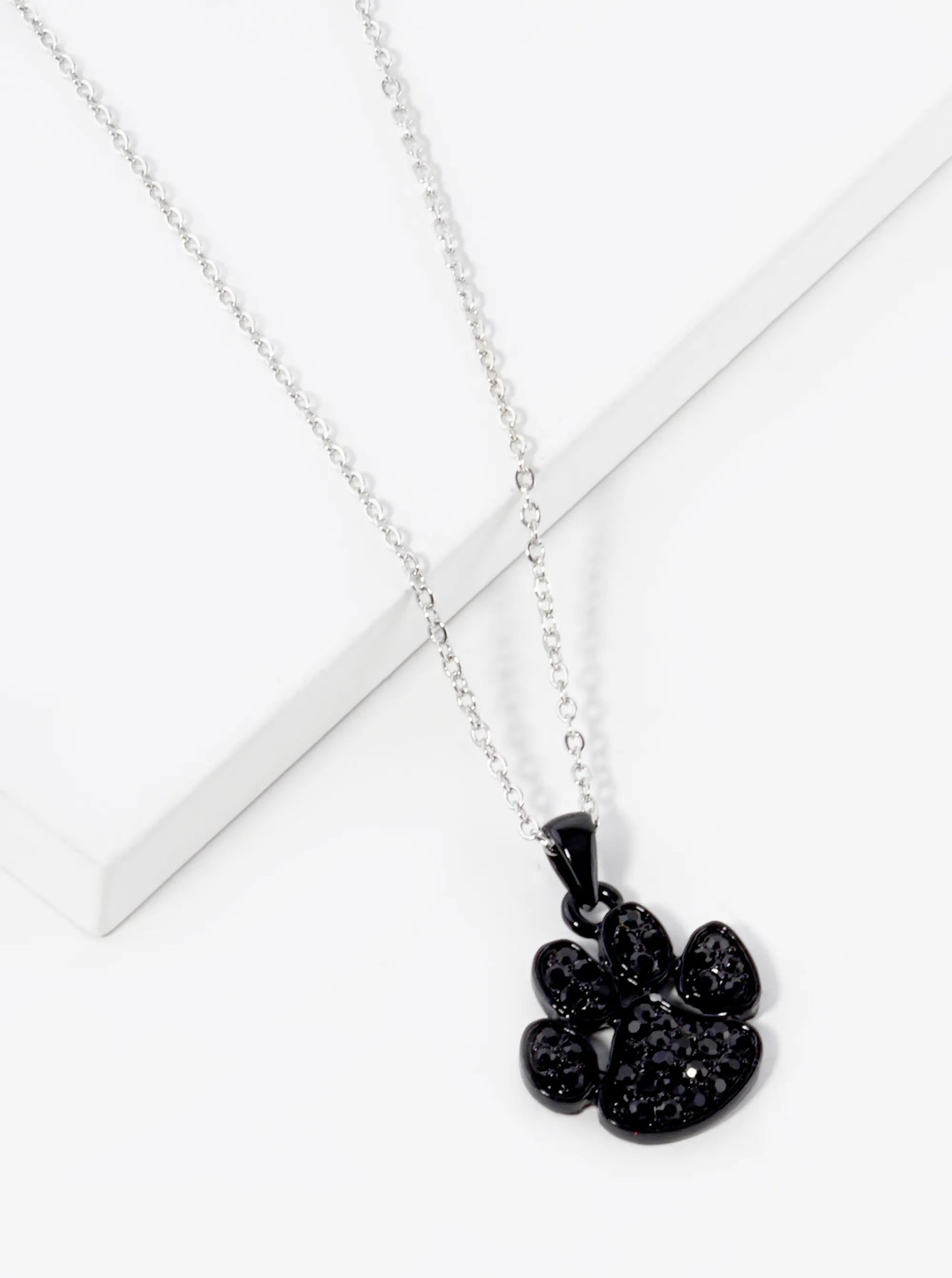 Crystal Pave Dog Paw Game Day Mascot Pendant Necklace