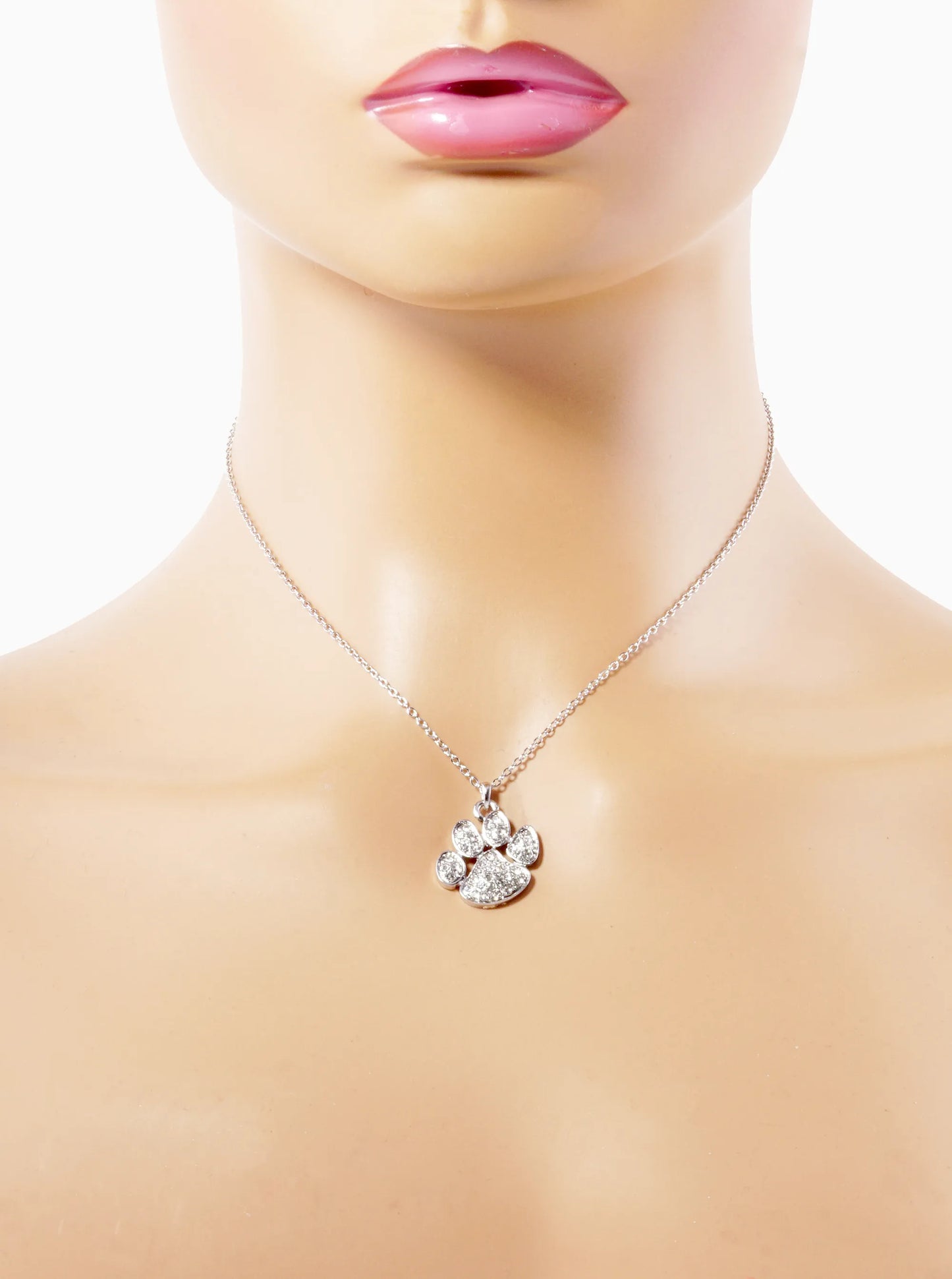 Crystal Pave Dog Paw Game Day Mascot Pendant Necklace