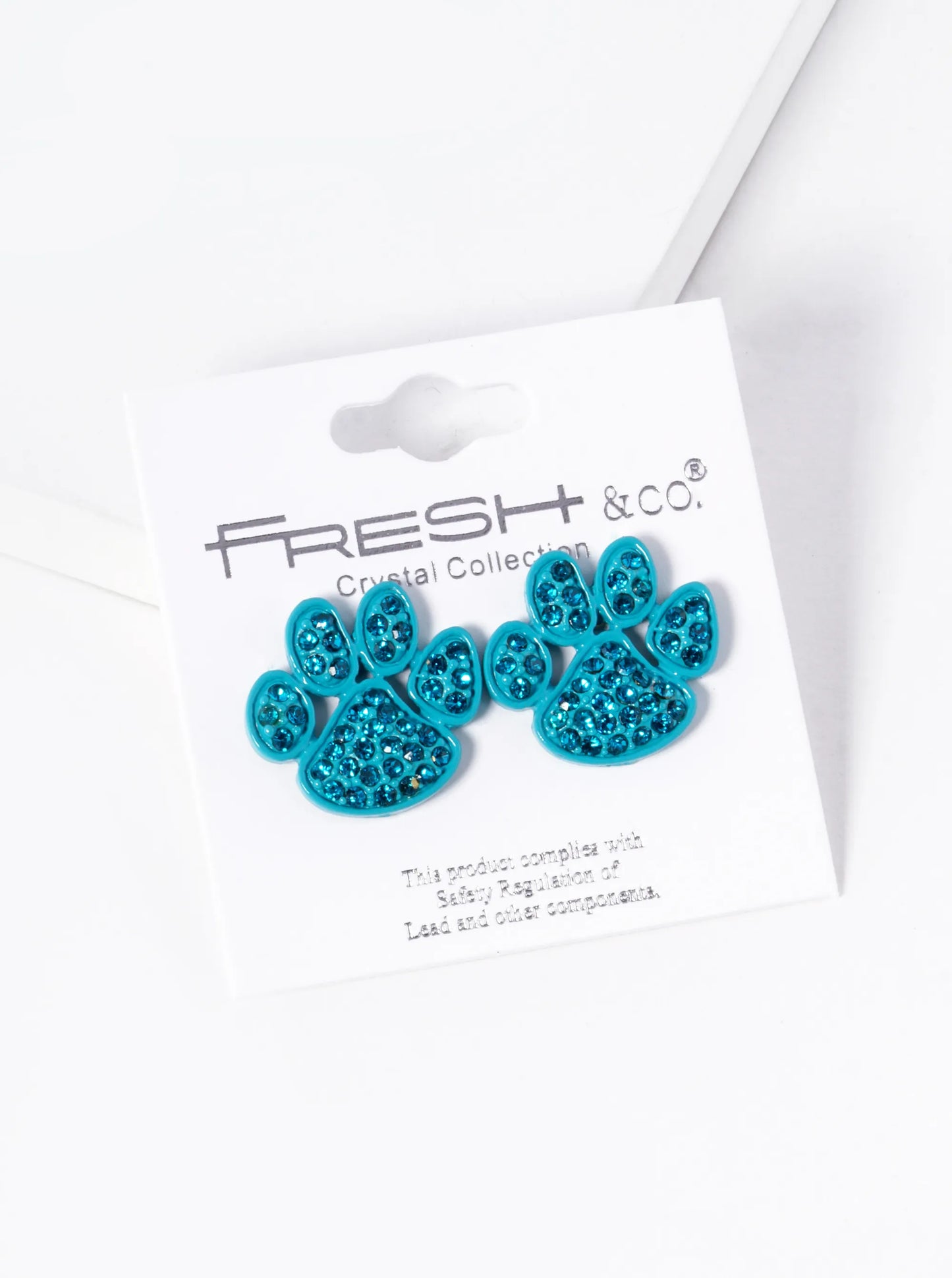 Crystal Pave Dog Paw Game Day Mascot Post Stud Earrings