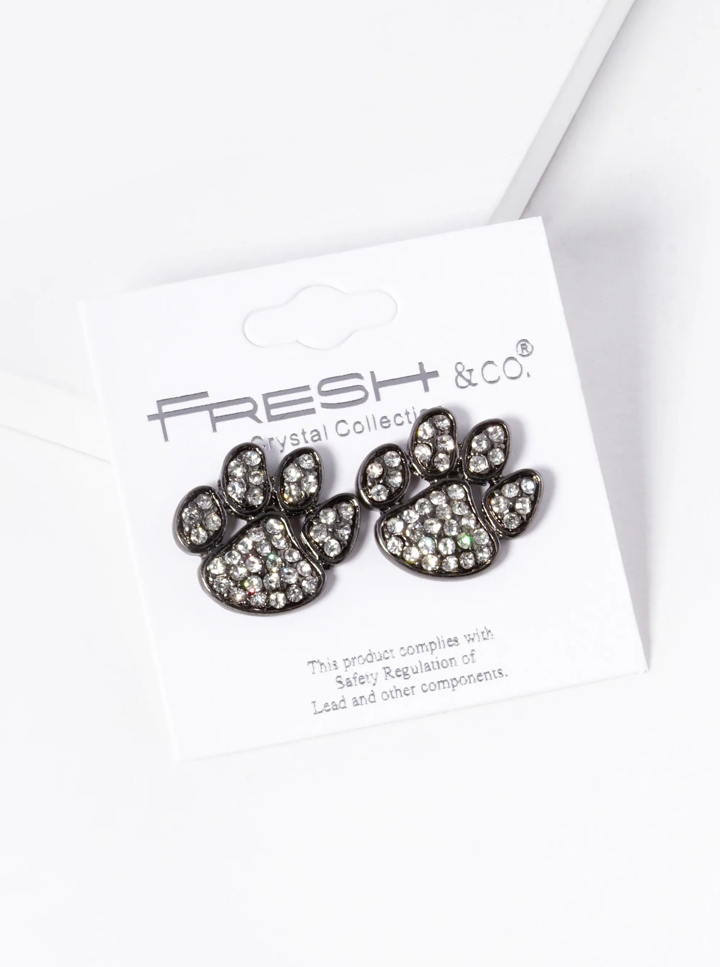 Crystal Pave Dog Paw Game Day Mascot Post Stud Earrings