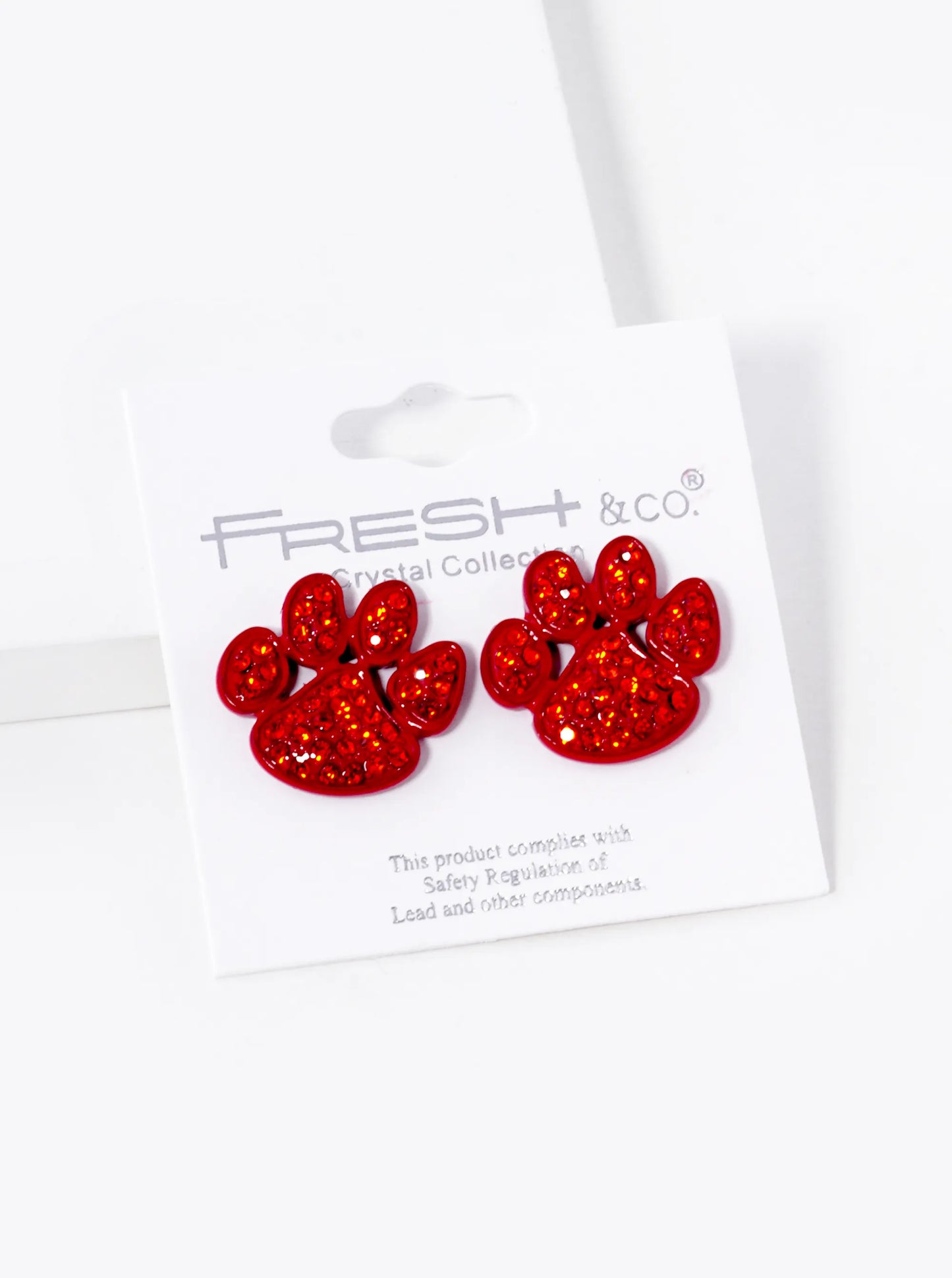 Crystal Pave Dog Paw Game Day Mascot Post Stud Earrings