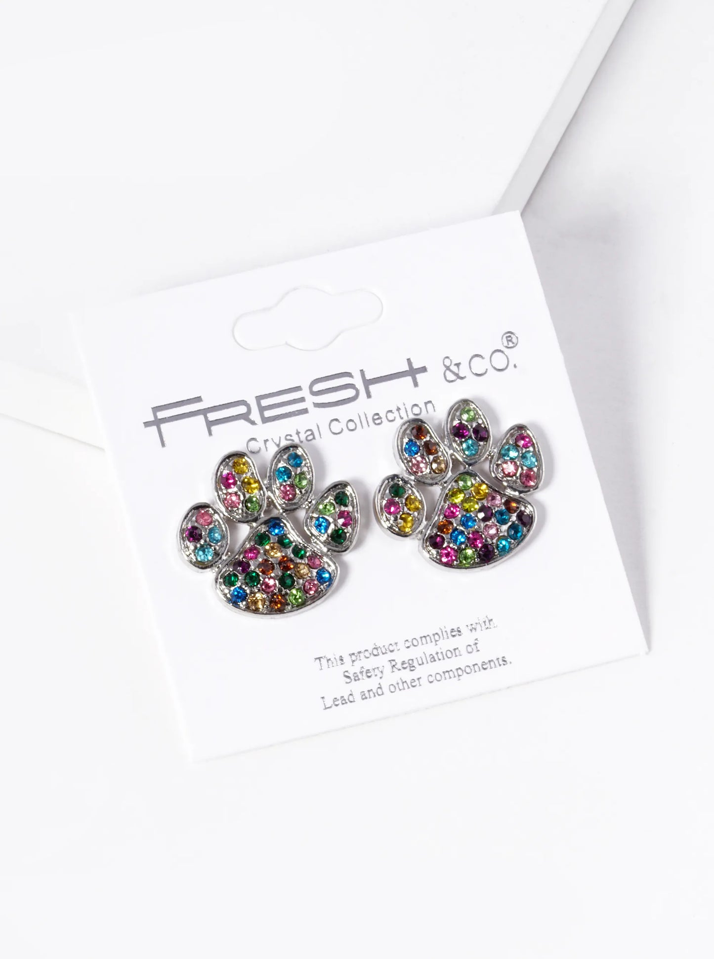 Crystal Pave Dog Paw Game Day Mascot Post Stud Earrings