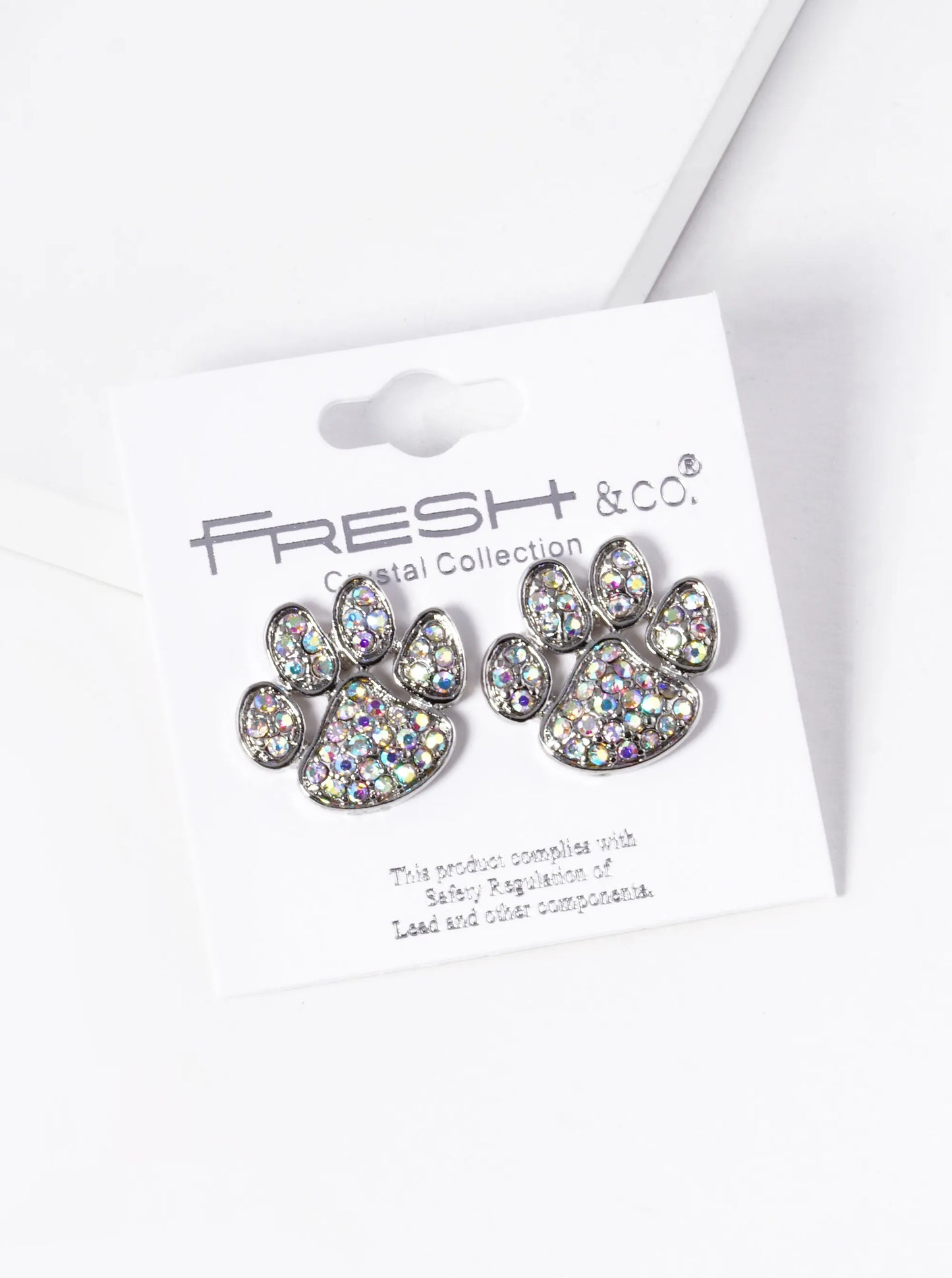 Crystal Pave Dog Paw Game Day Mascot Post Stud Earrings