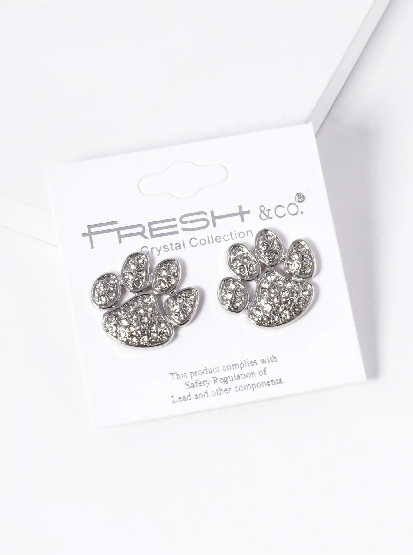 Crystal Pave Dog Paw Game Day Mascot Post Stud Earrings