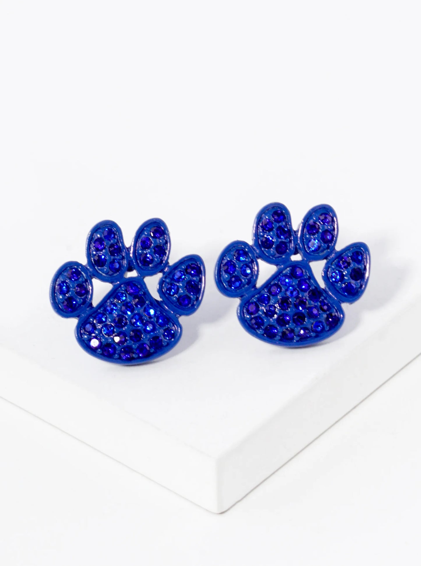 Crystal Pave Dog Paw Game Day Mascot Post Stud Earrings