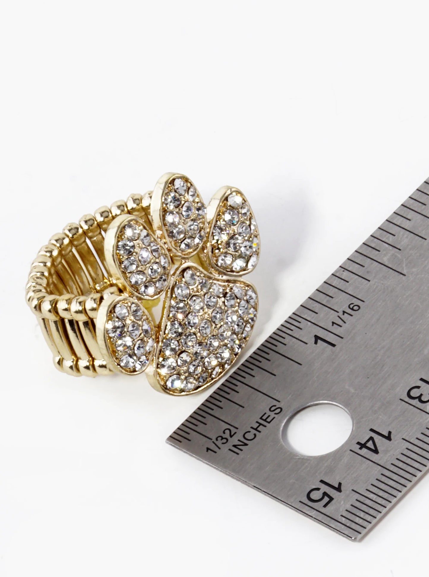 Crystal Pave Dog Paw Game Day Mascot Stretch Ring