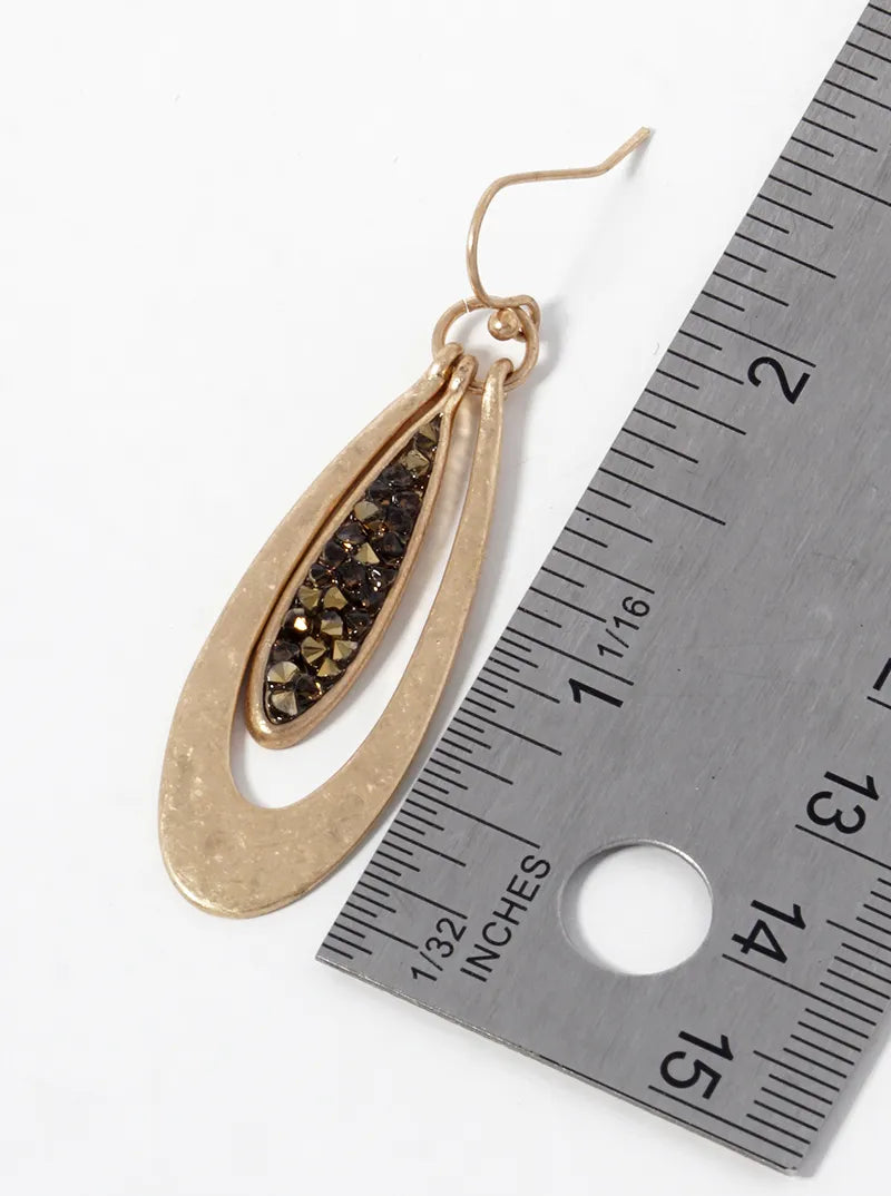 Crystal Pave Double Teardrop Dangle Earrings