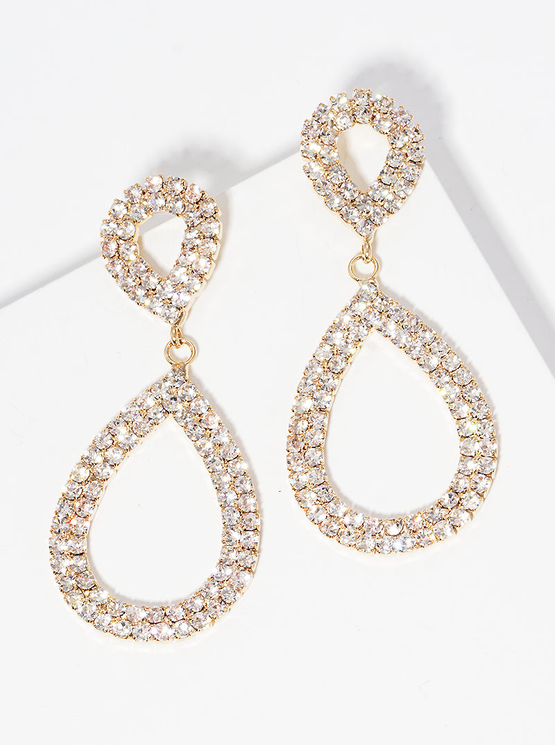 Crystal Pave Double Teardrop Post Earrings