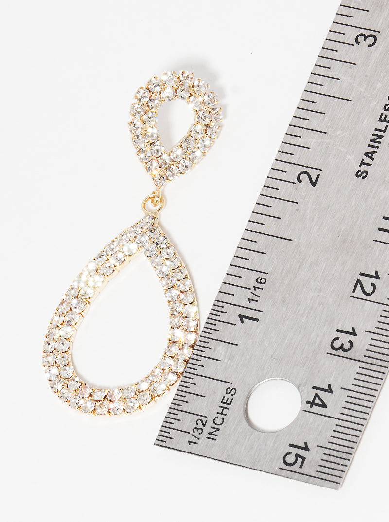 Crystal Pave Double Teardrop Post Earrings