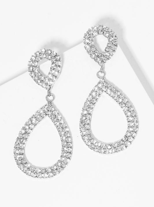 Crystal Pave Double Teardrop Post Earrings