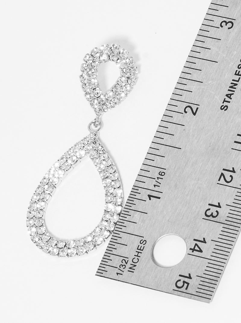 Crystal Pave Double Teardrop Post Earrings