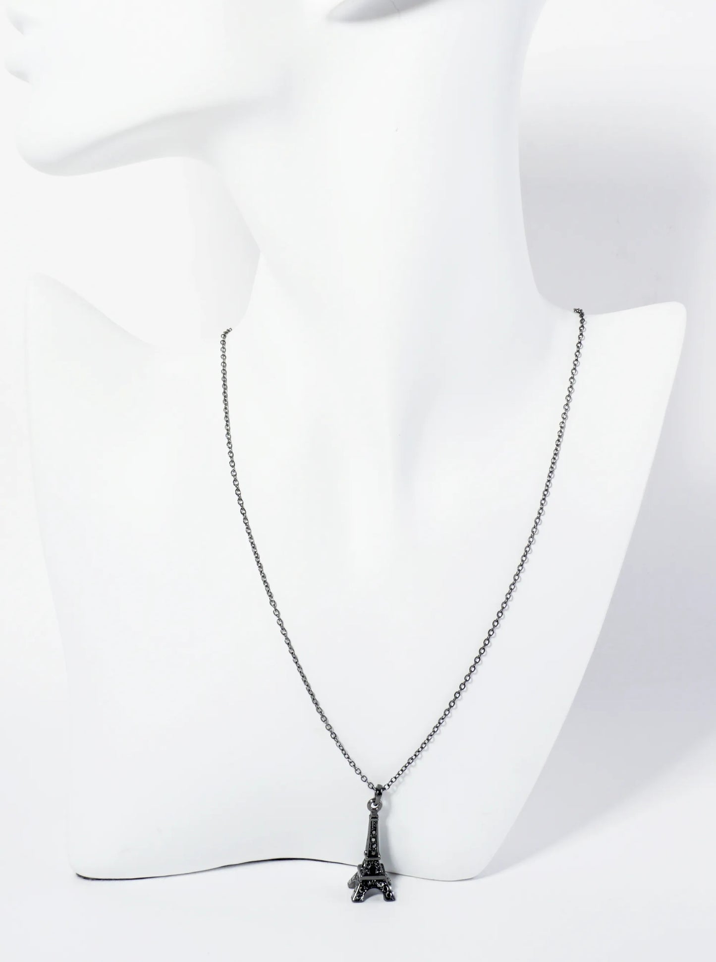 Crystal Pave Eiffel Tower Pendant Necklace