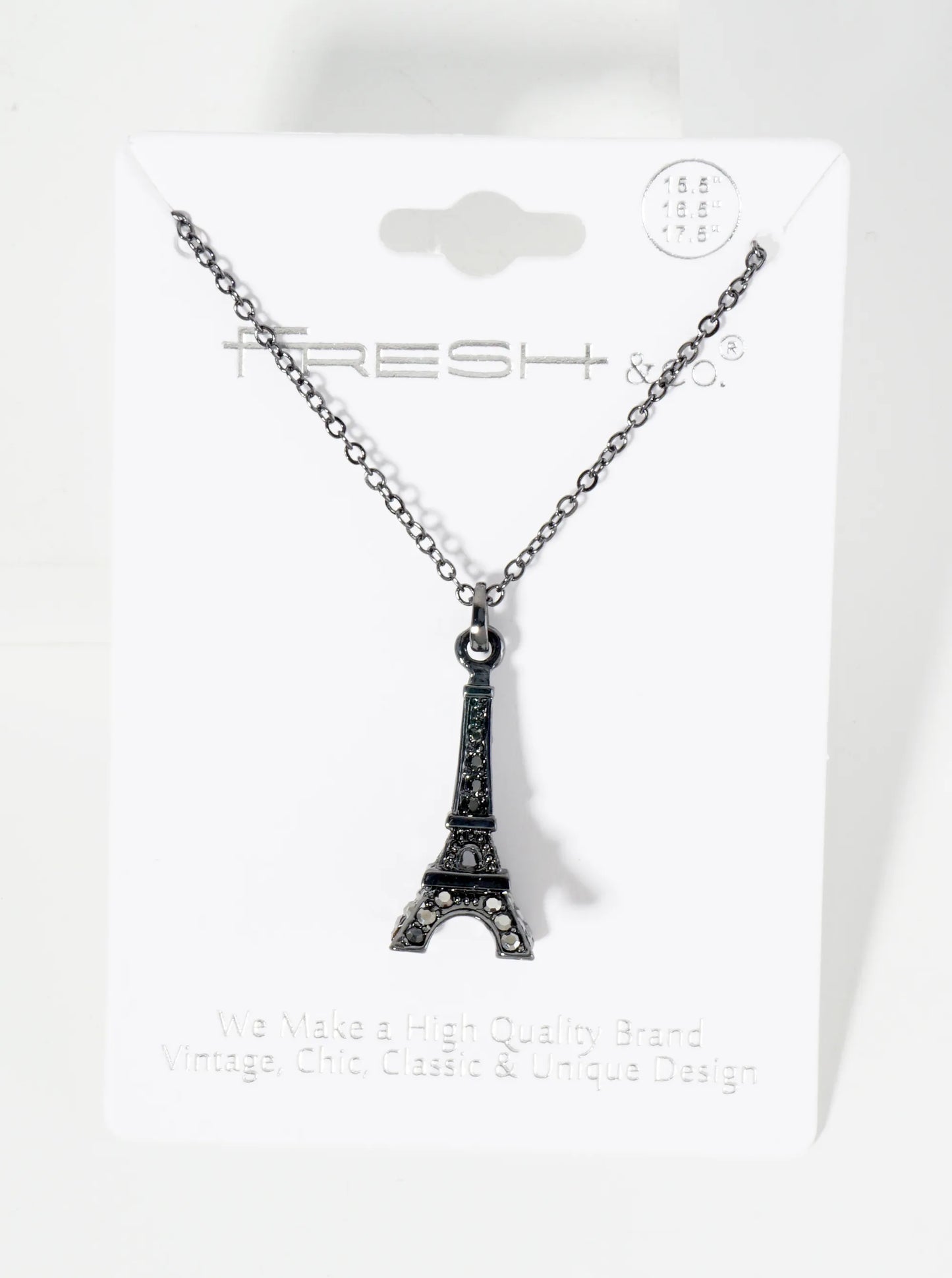 Crystal Pave Eiffel Tower Pendant Necklace