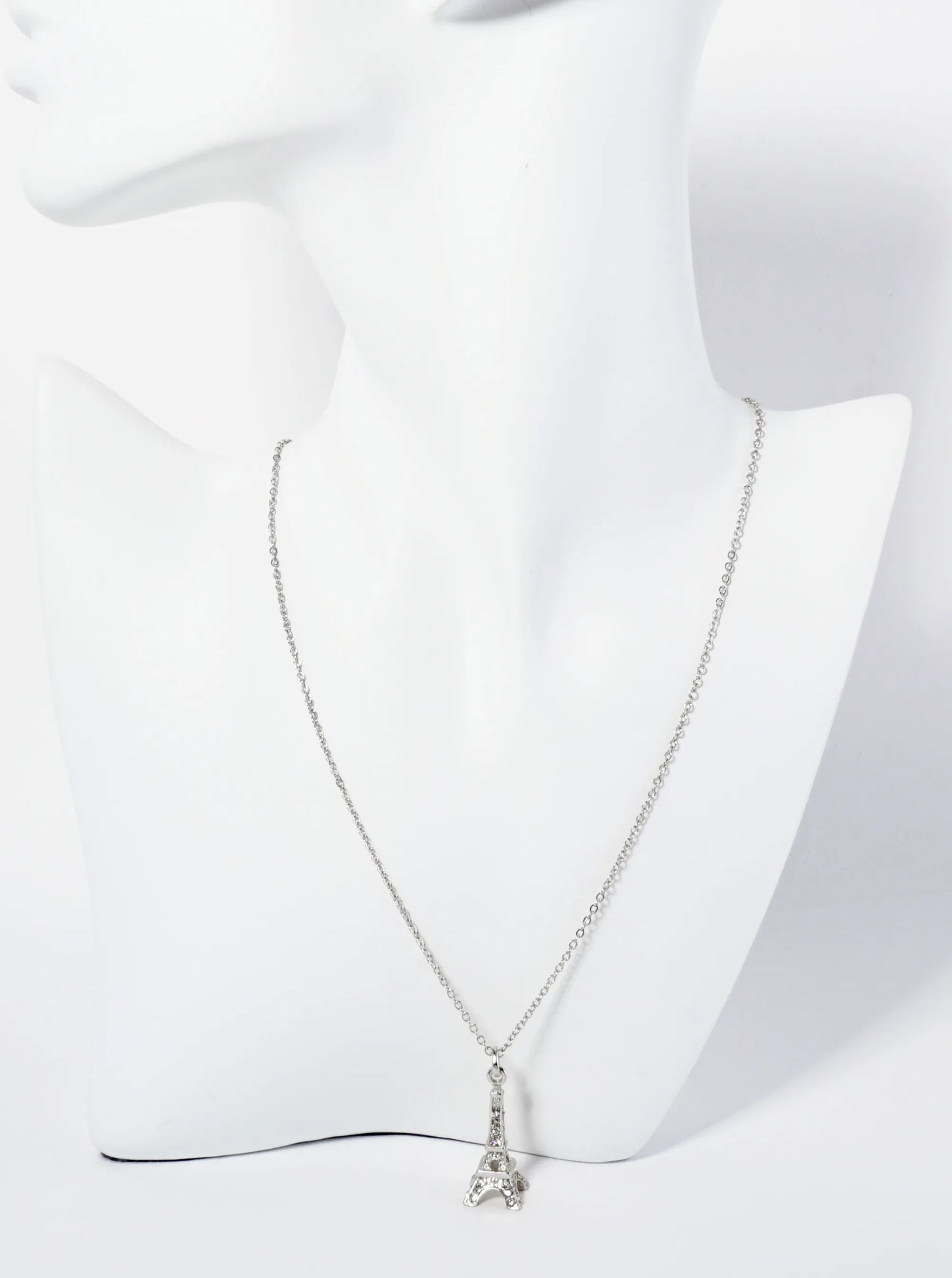 Crystal Pave Eiffel Tower Pendant Necklace
