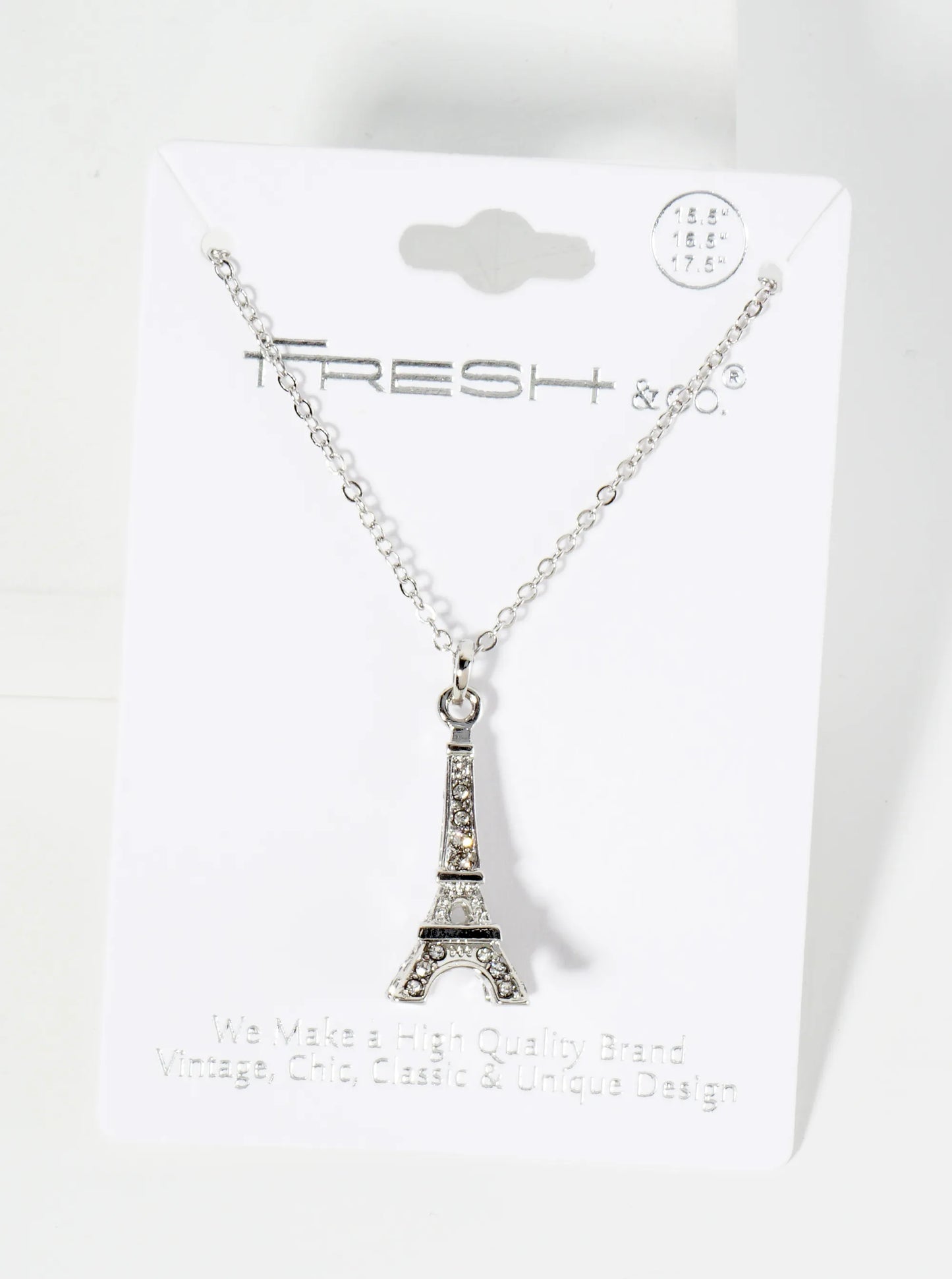 Crystal Pave Eiffel Tower Pendant Necklace