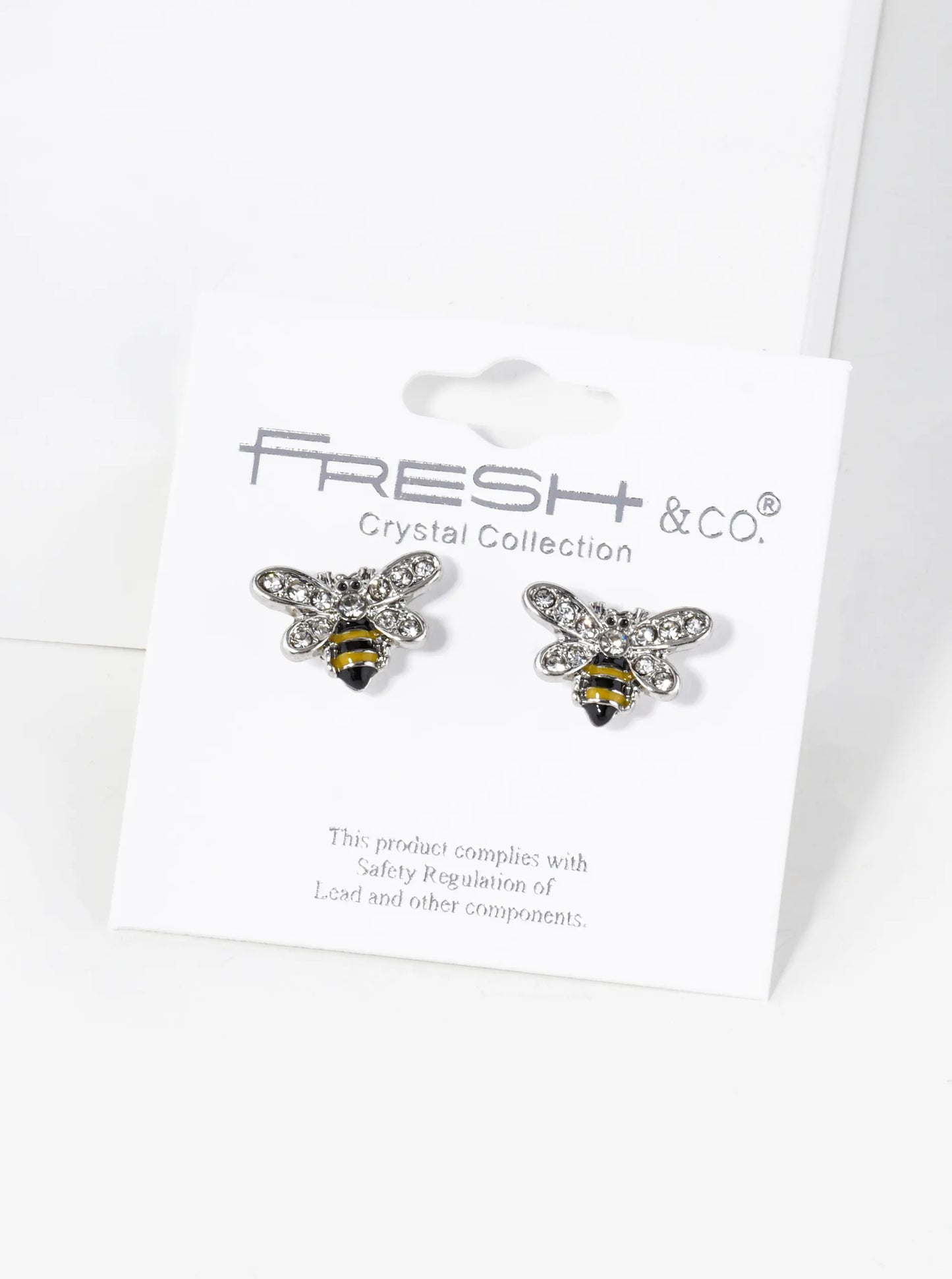 Crystal Pave Enamel 10mm Honey Bee Stud Earrings