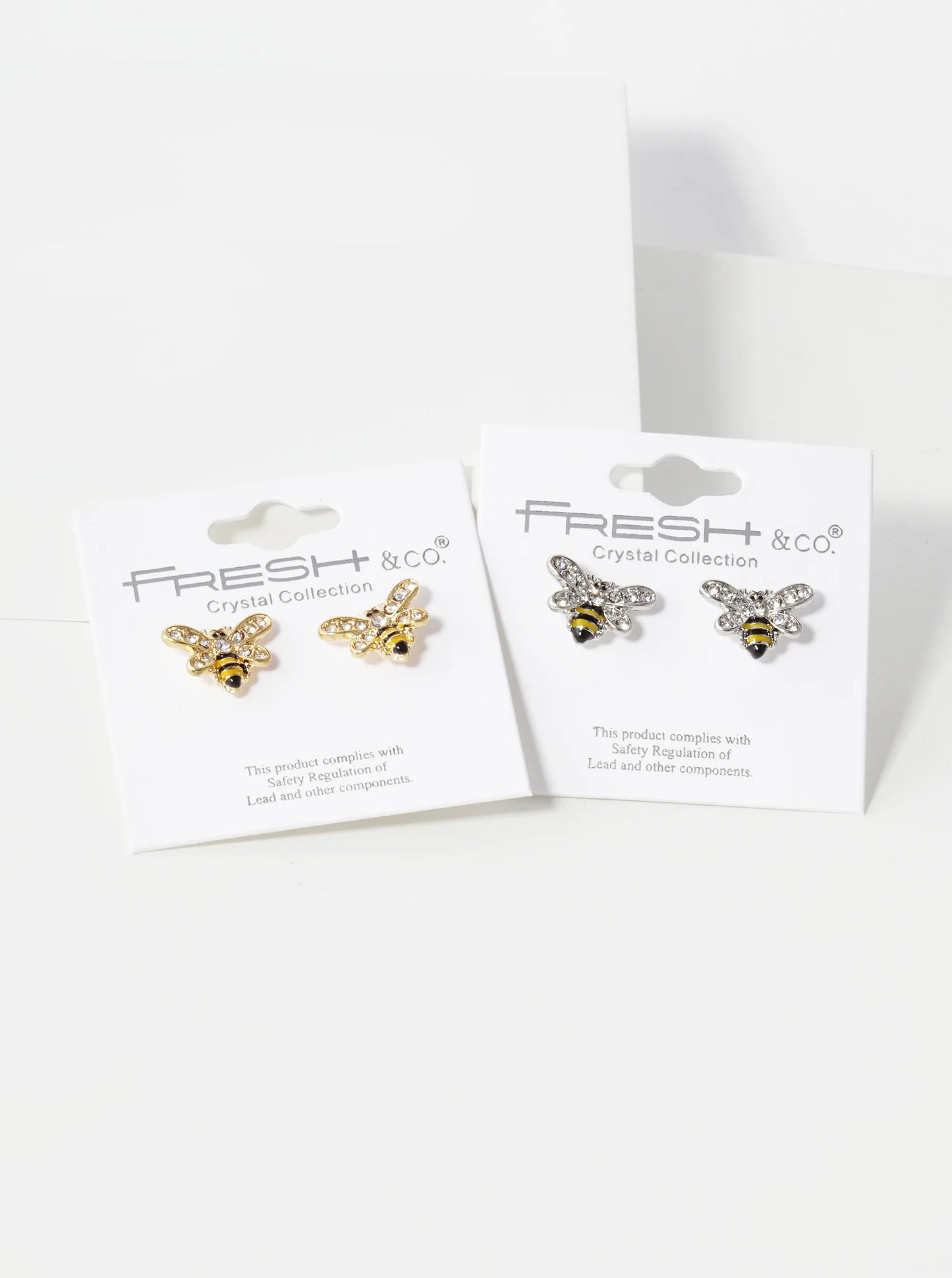 Crystal Pave Enamel 10mm Honey Bee Stud Earrings