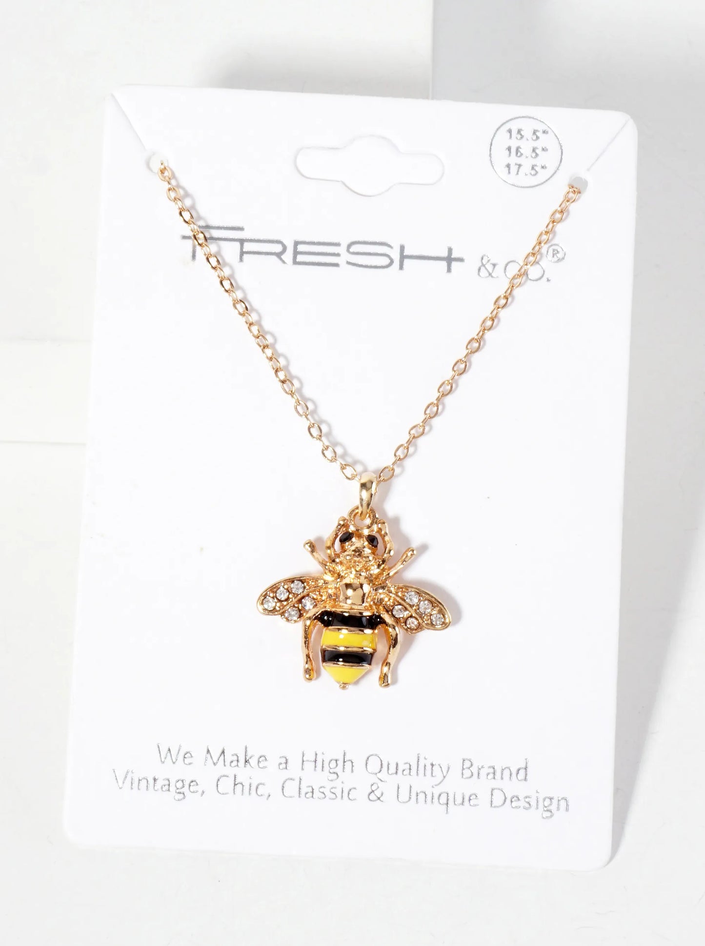 Crystal-Pave Enamel Bumblebee Pendant Necklace