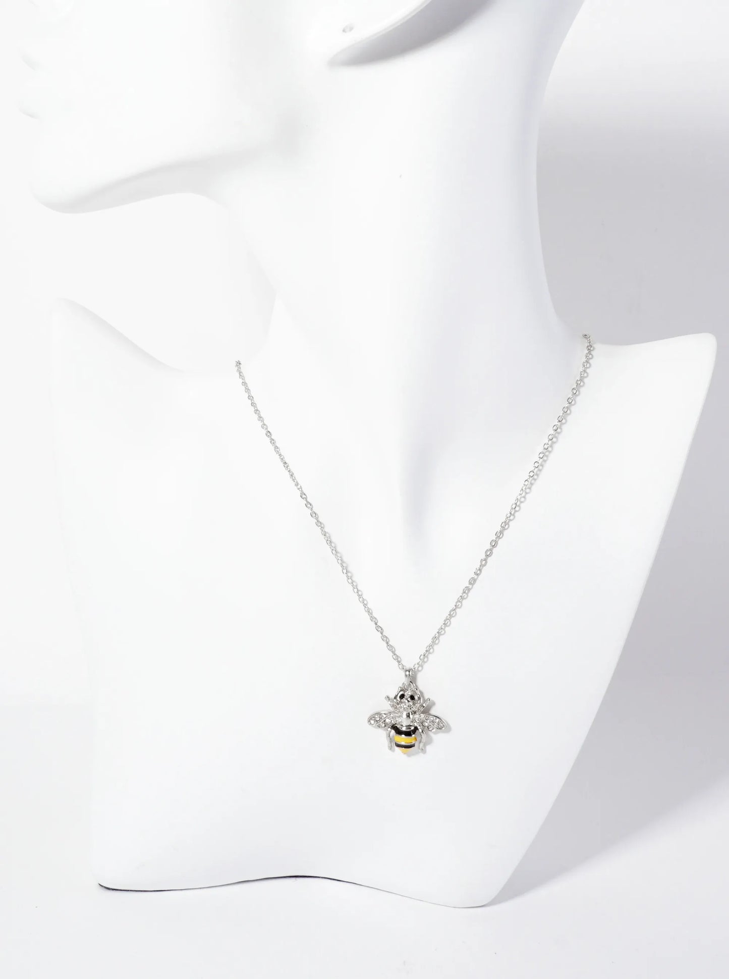 Crystal-Pave Enamel Bumblebee Pendant Necklace
