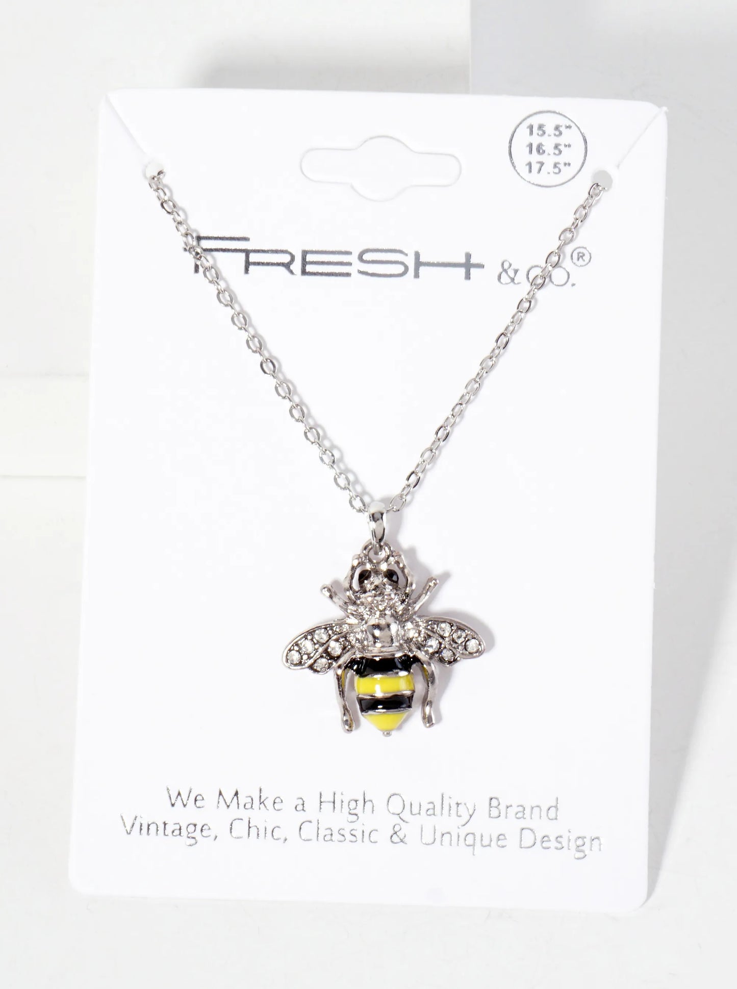 Crystal-Pave Enamel Bumblebee Pendant Necklace