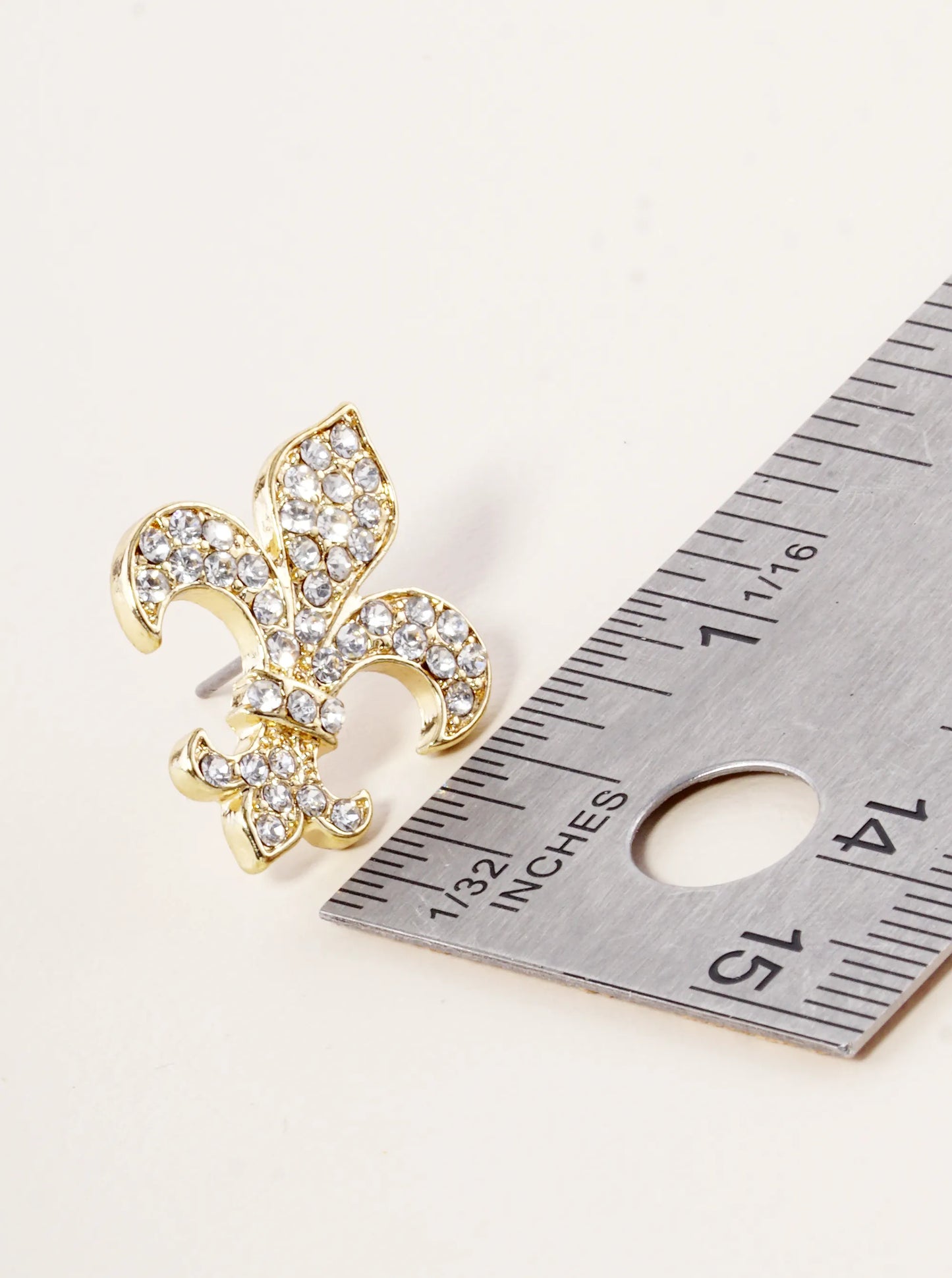 Crystal Pave Fleur De Lis Stud Earrings