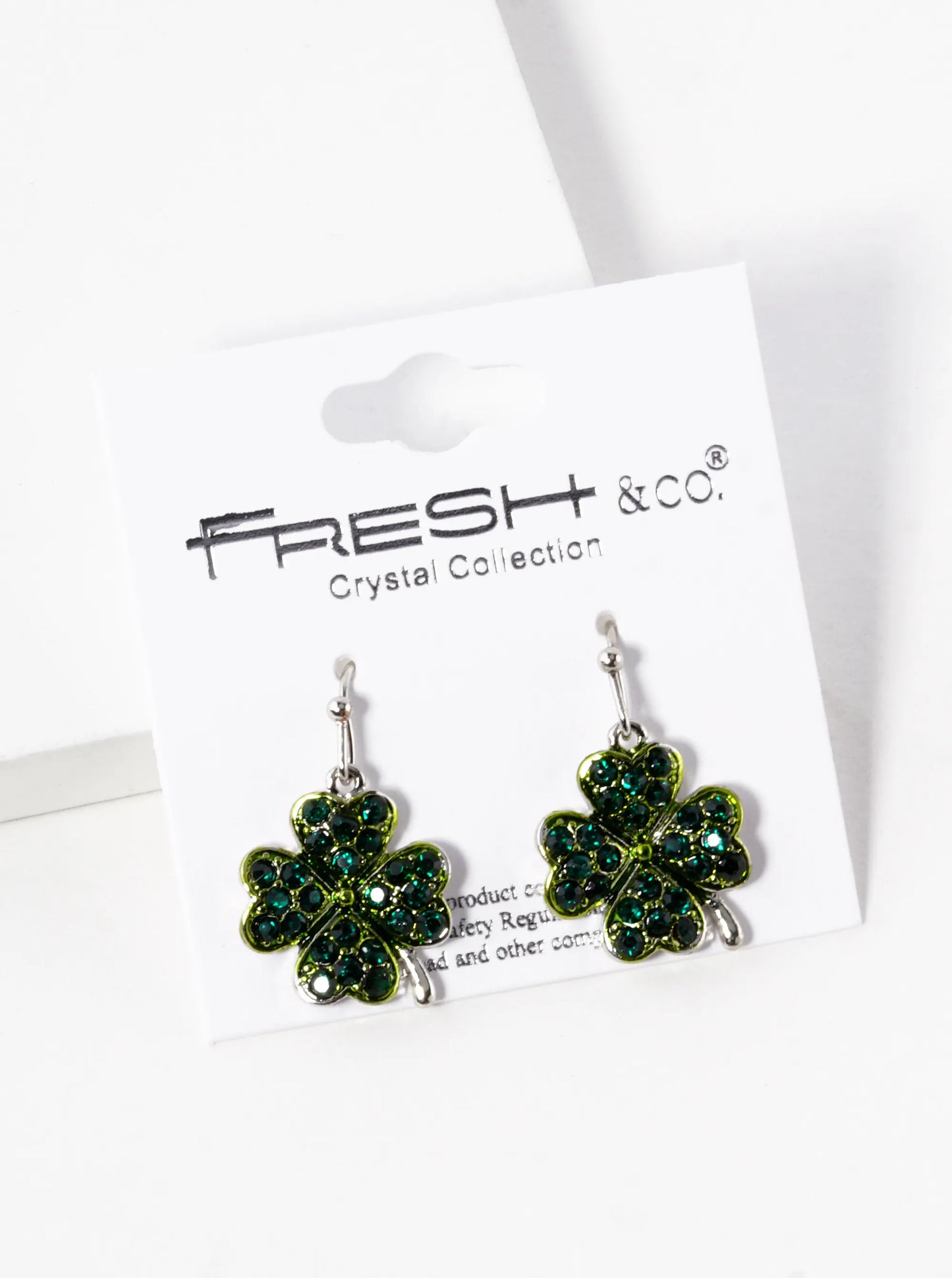 Crystal Pave Four-Leaf Clover Drop Earrings