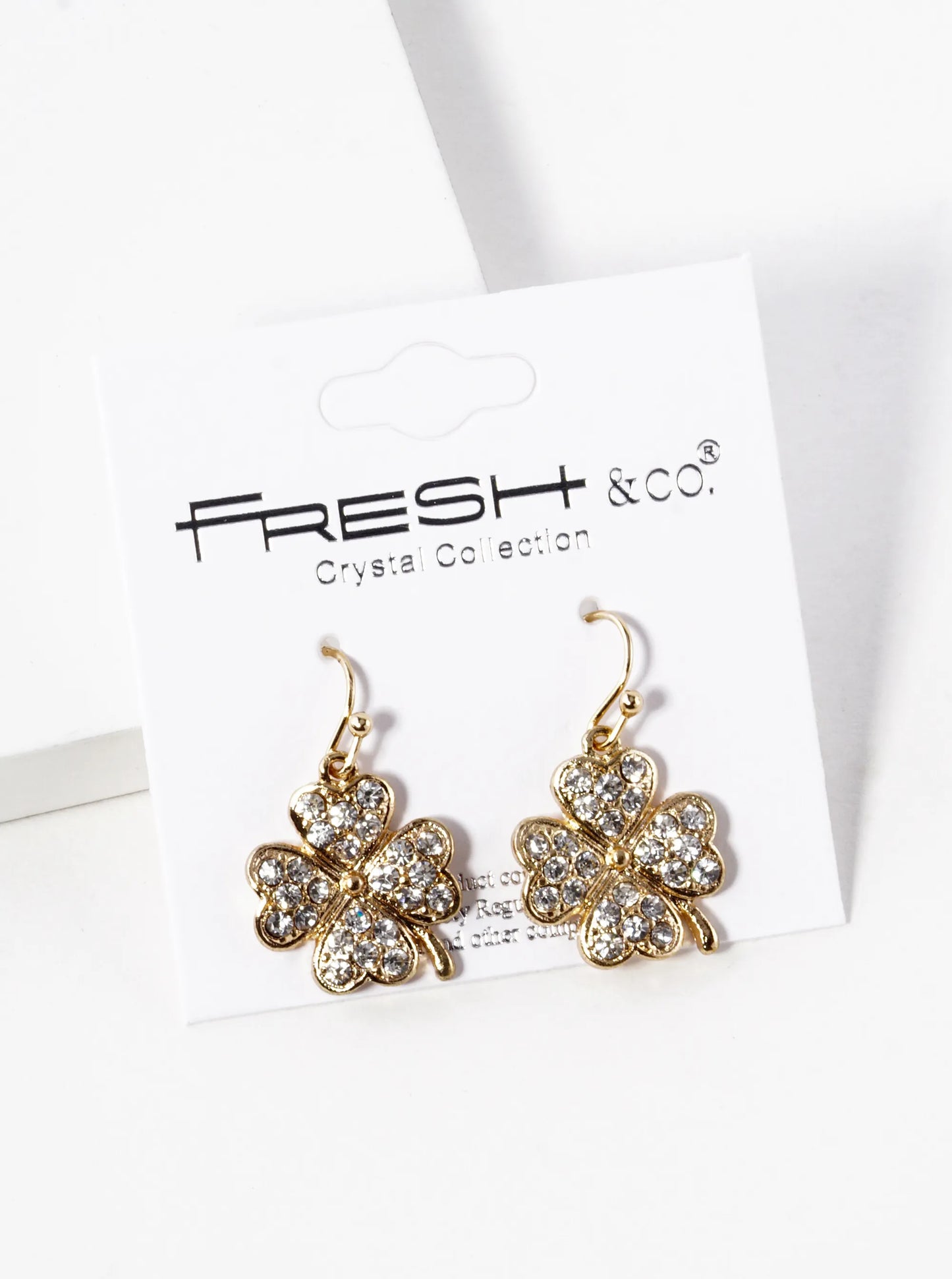 Crystal Pave Four-Leaf Clover Drop Earrings