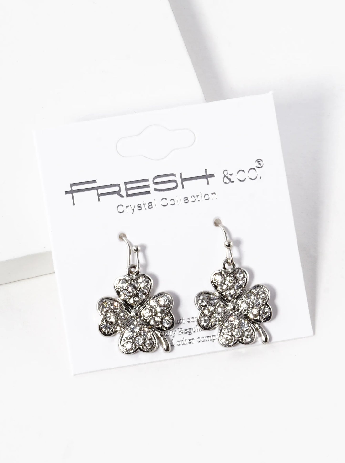 Crystal Pave Four-Leaf Clover Drop Earrings