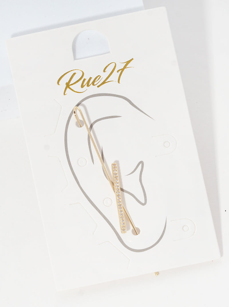 Crystal Pave Geometric Bar Ear Pin Needle Earrings