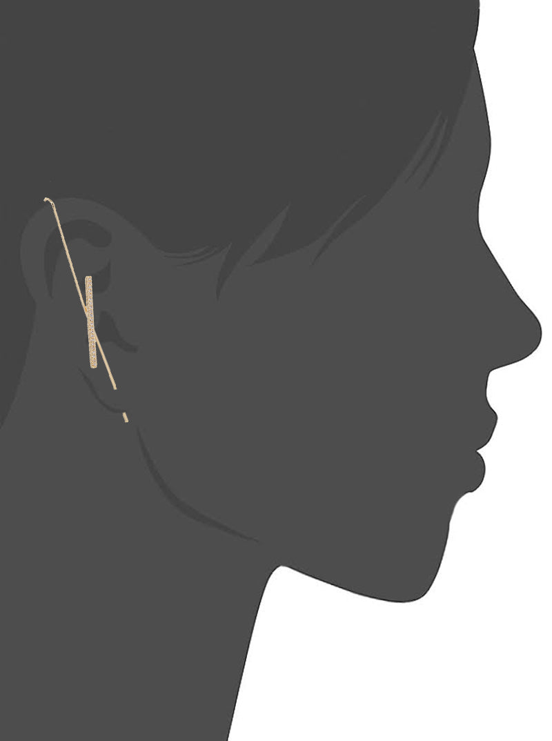 Crystal Pave Geometric Bar Ear Pin Needle Earrings