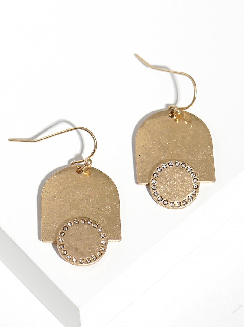 Crystal Pave Geometric Dangle Drop Earrings