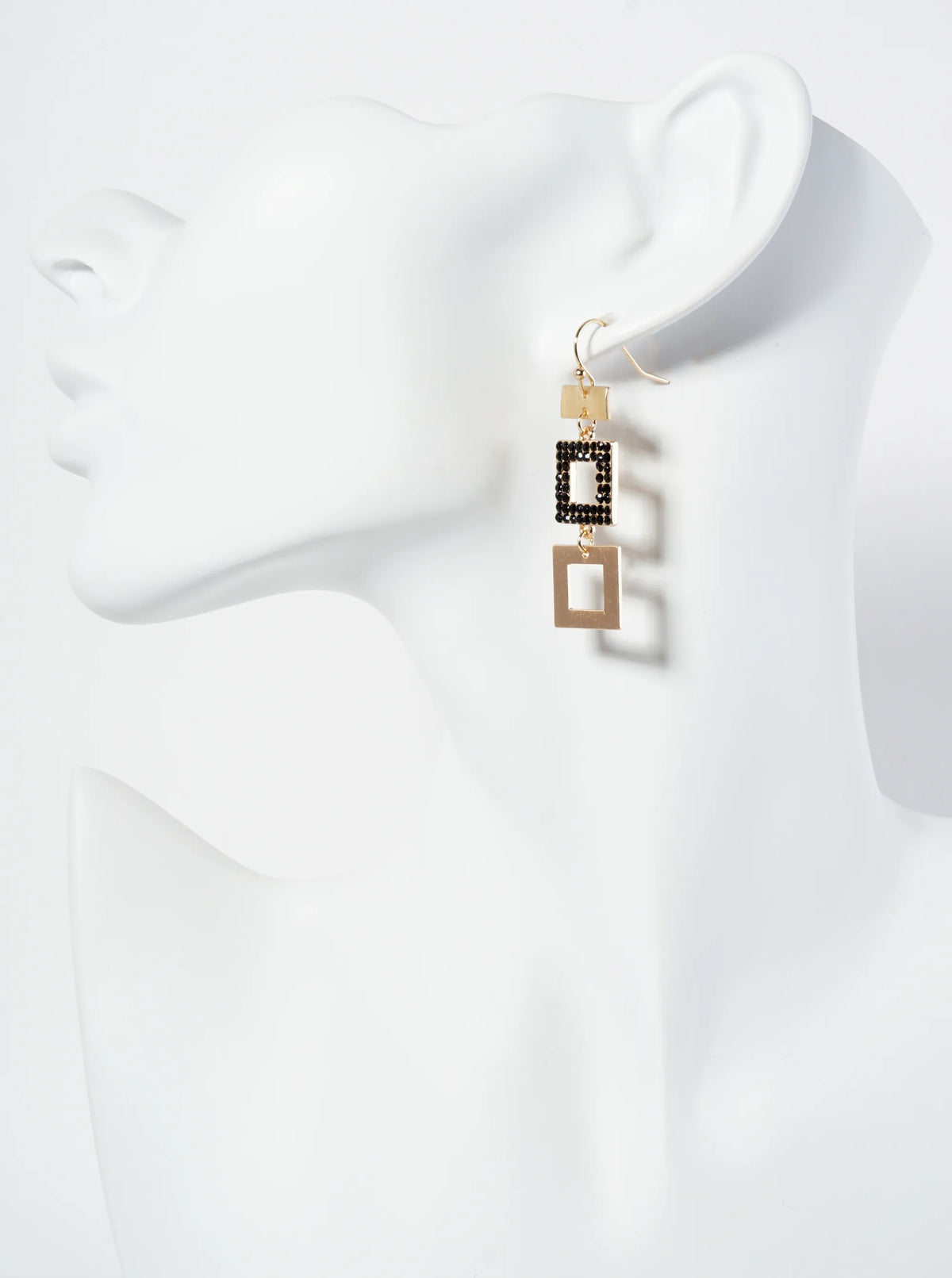 Crystal Pave Geometric Square Drop Earrings