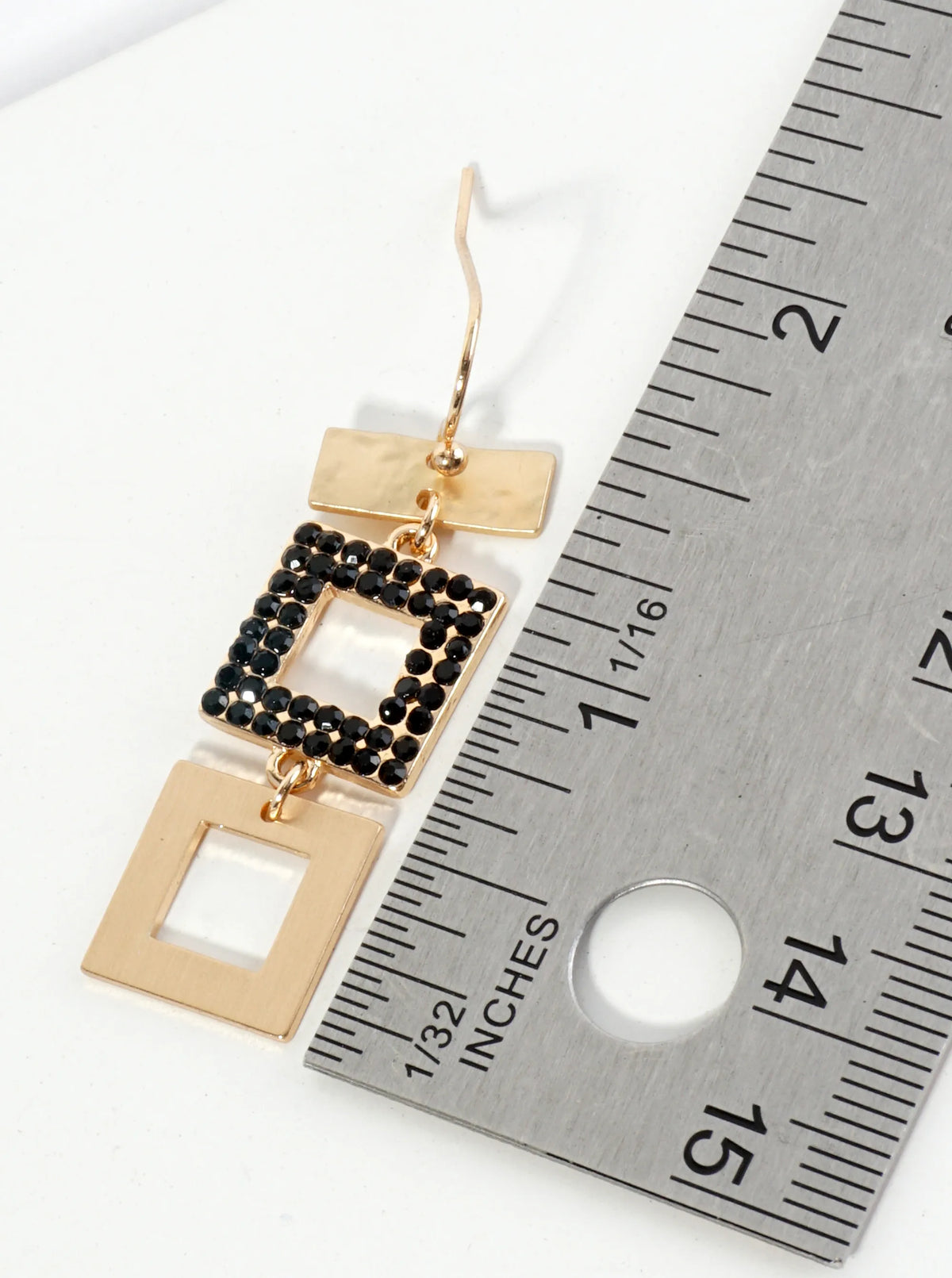 Crystal Pave Geometric Square Drop Earrings