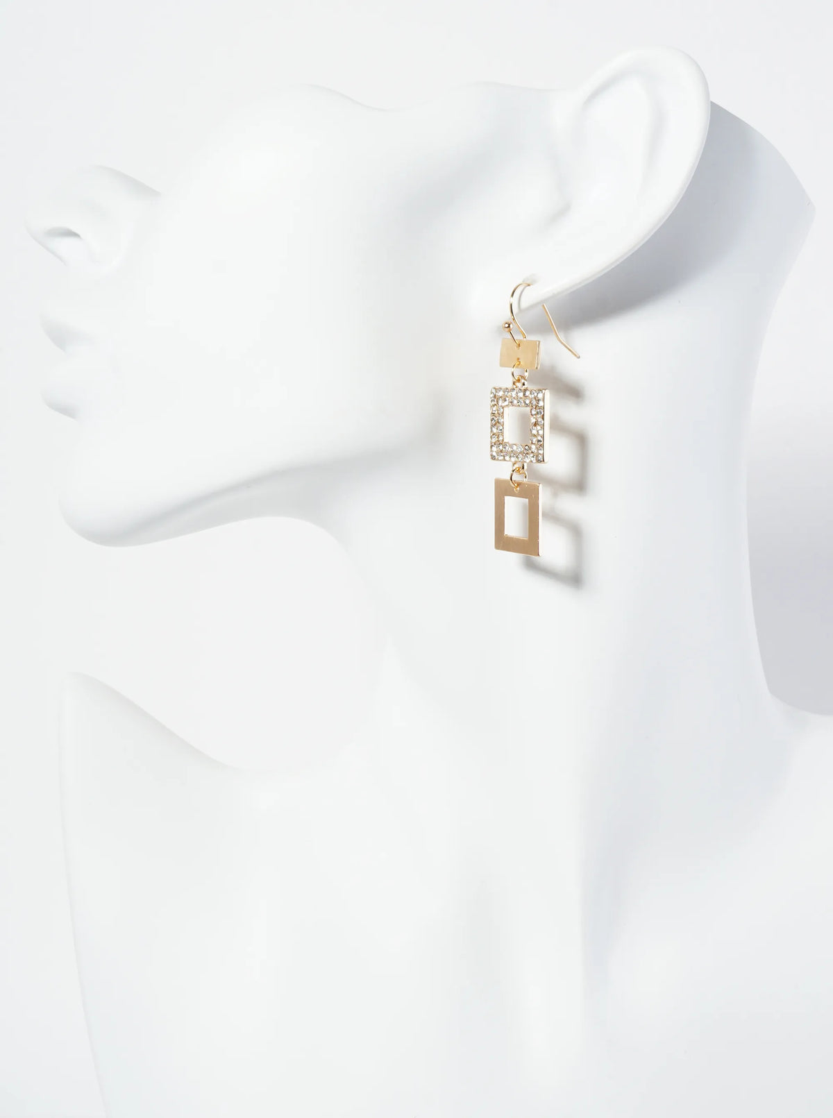 Crystal Pave Geometric Square Drop Earrings