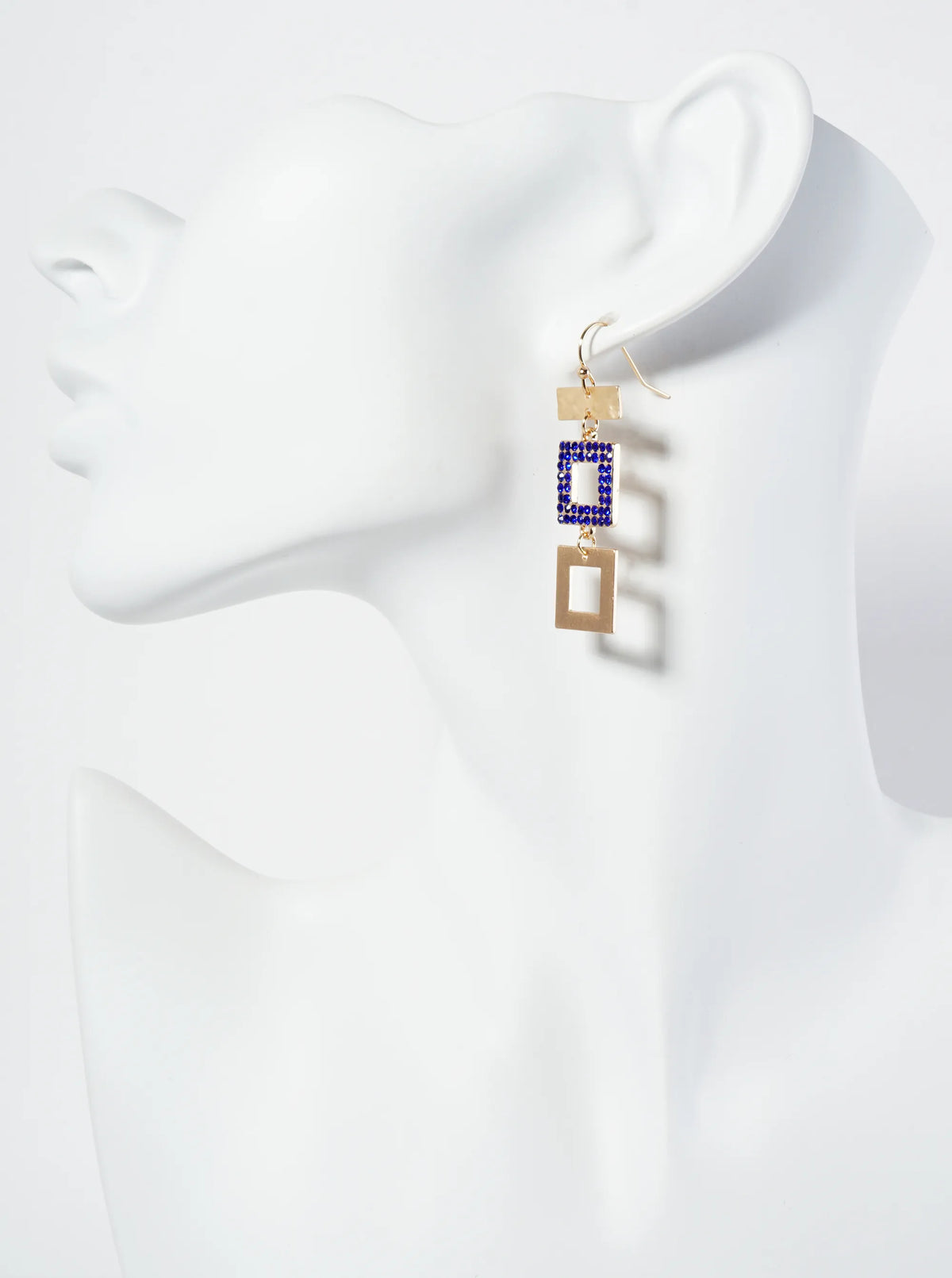 Crystal Pave Geometric Square Drop Earrings