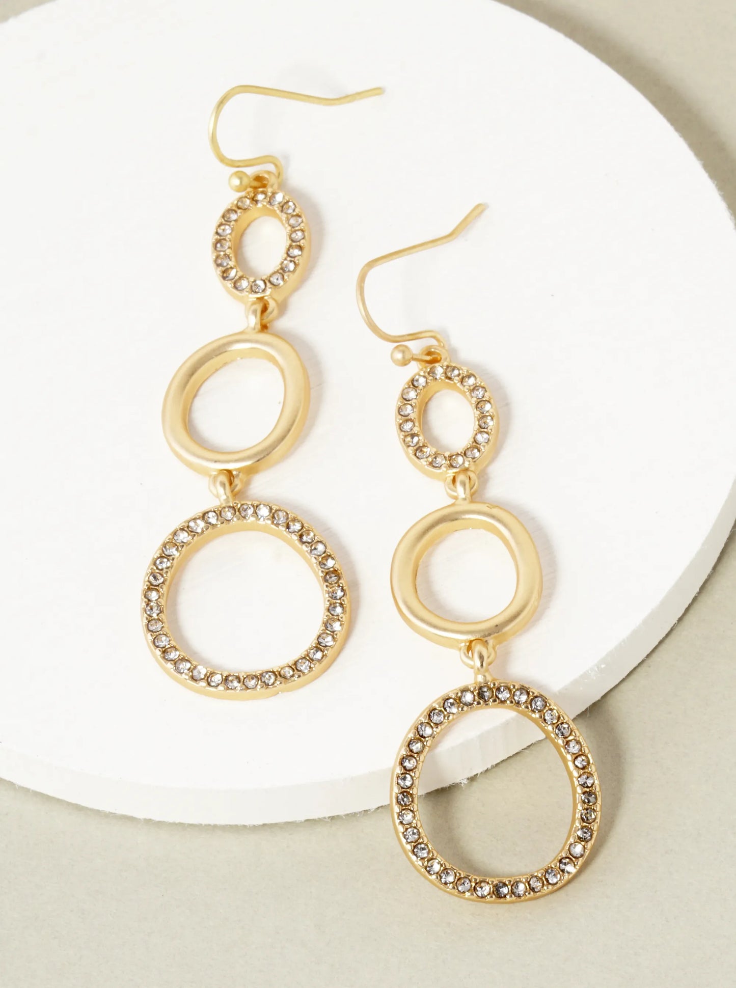 Crystal Pave Graduated Circle Drop Dangle Earrings
