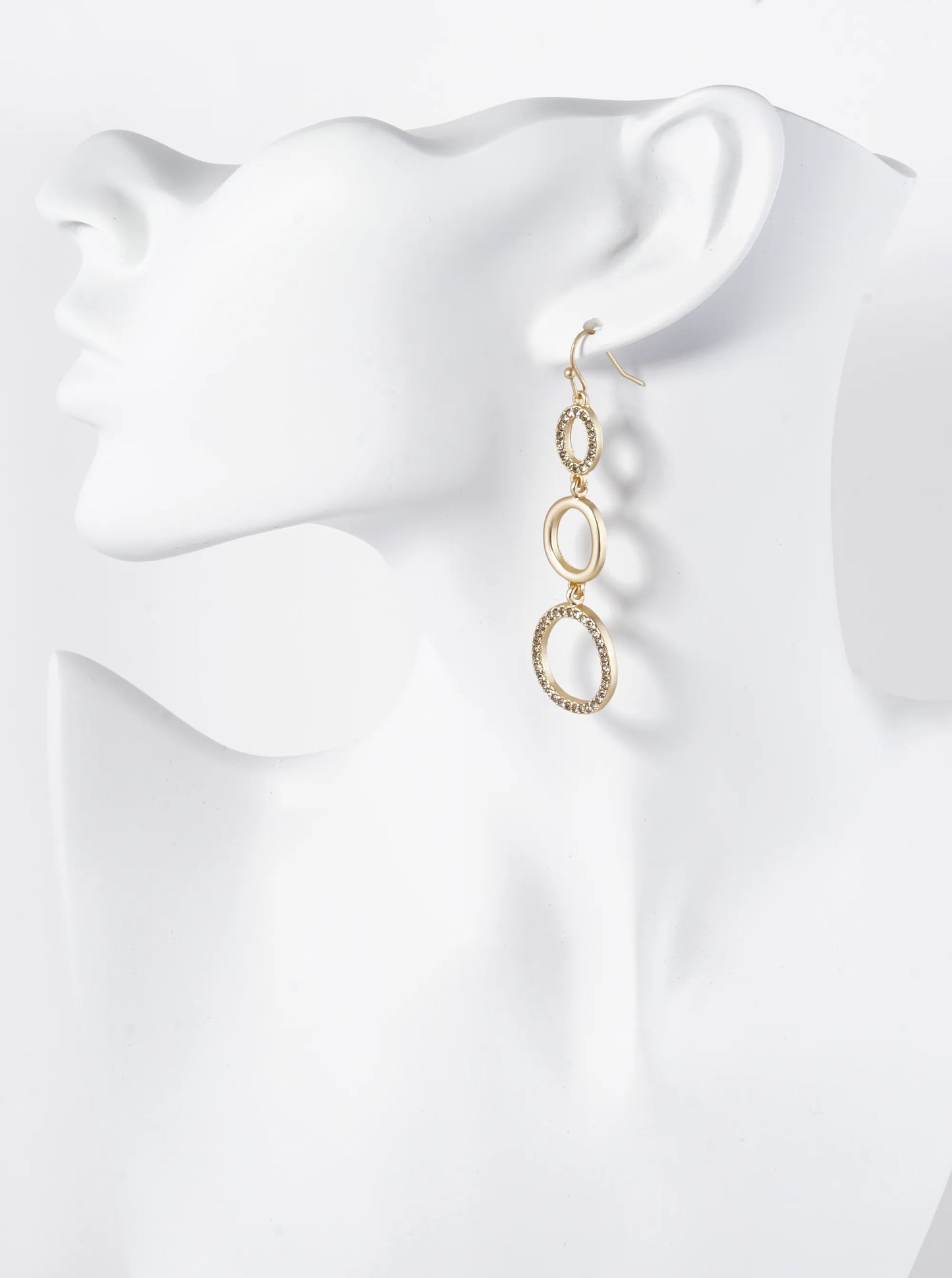 Crystal Pave Graduated Circle Drop Dangle Earrings