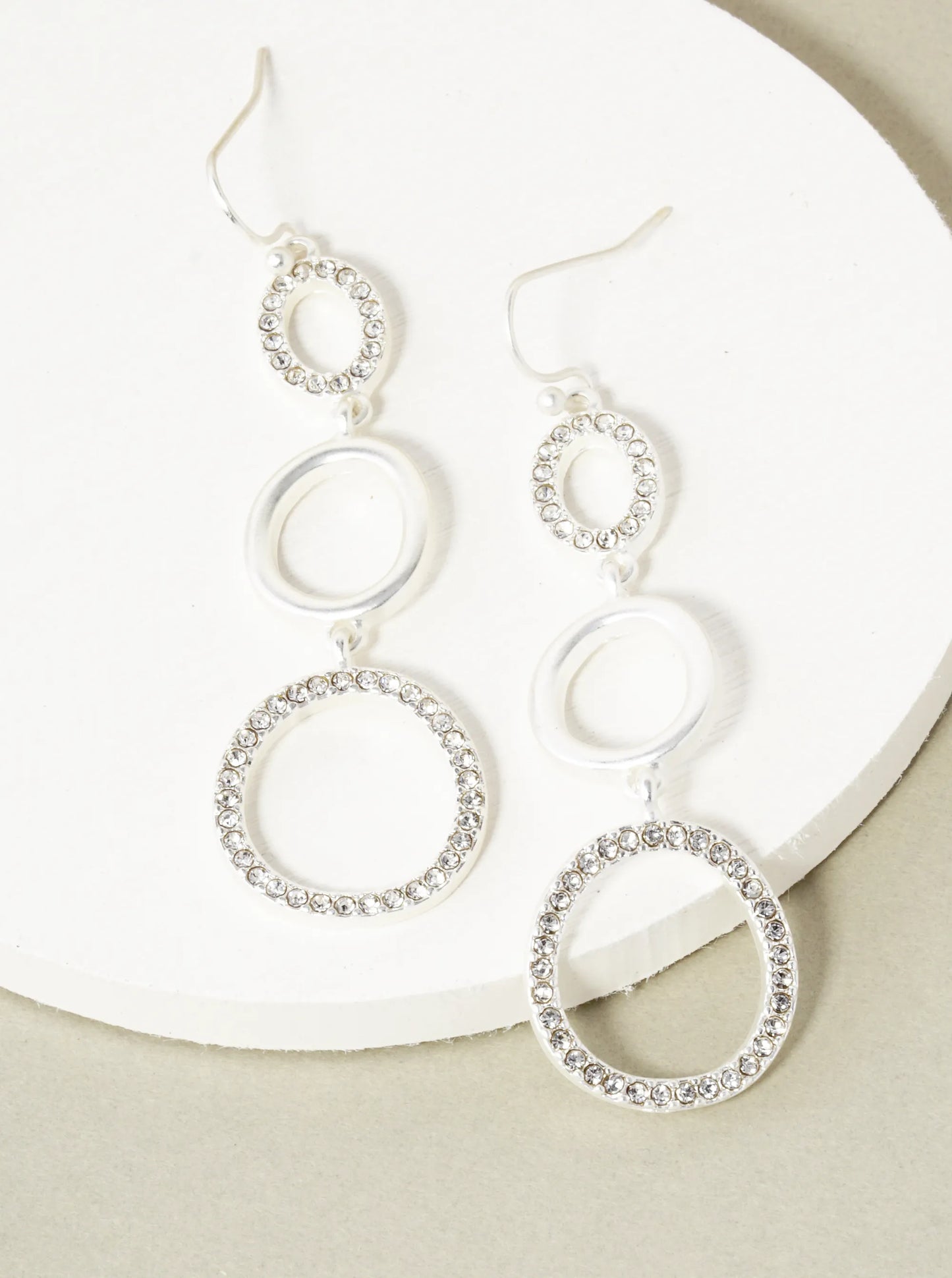 Crystal Pave Graduated Circle Drop Dangle Earrings