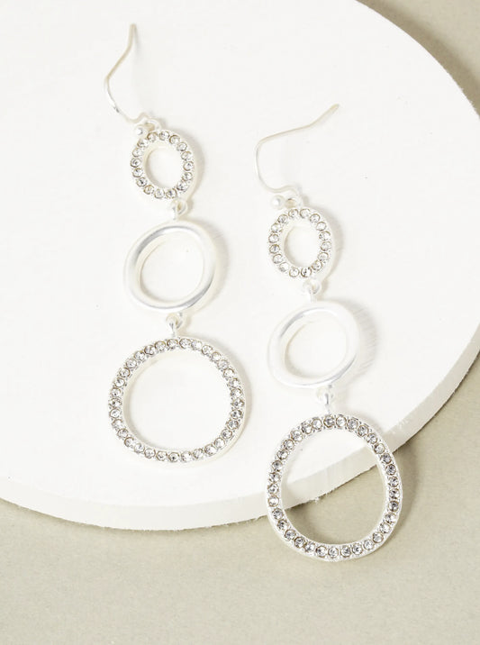 Crystal Pave Graduated Circle Drop Dangle Earrings