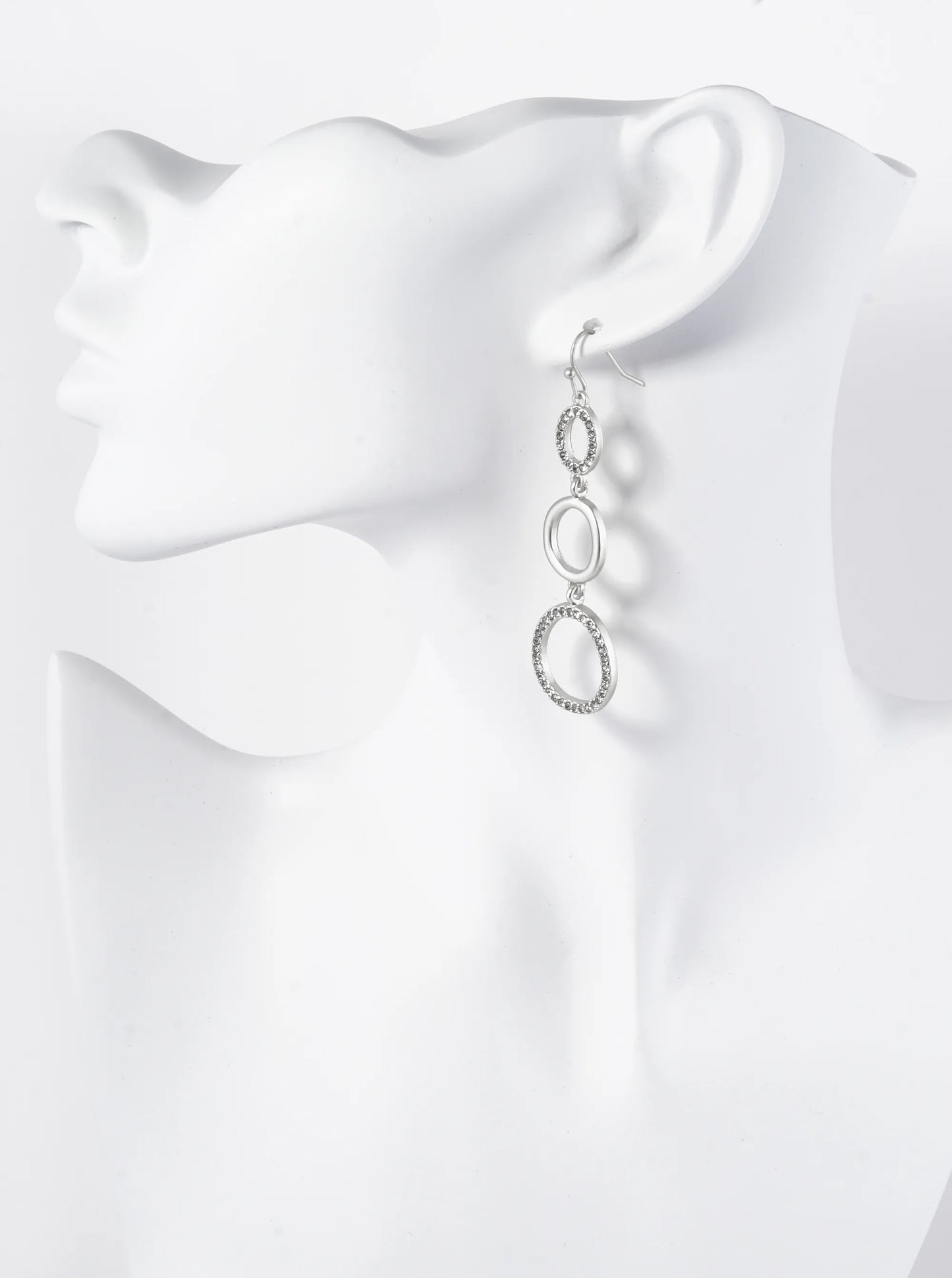 Crystal Pave Graduated Circle Drop Dangle Earrings