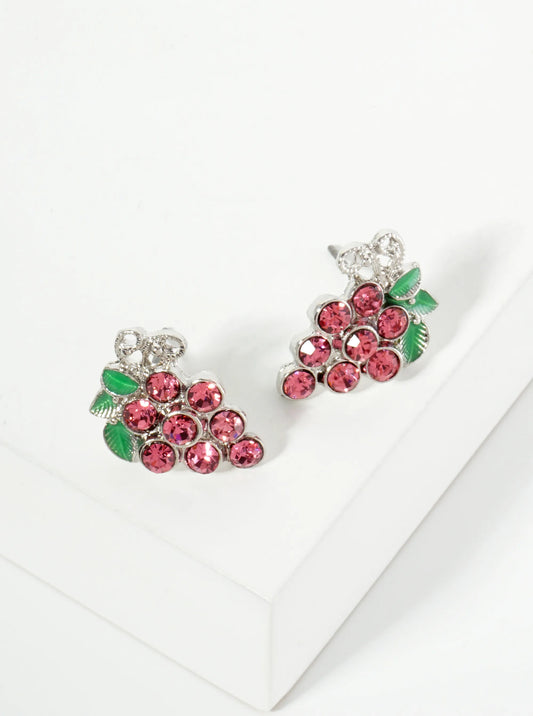 Crystal Pave Grape Post Stud Earrings