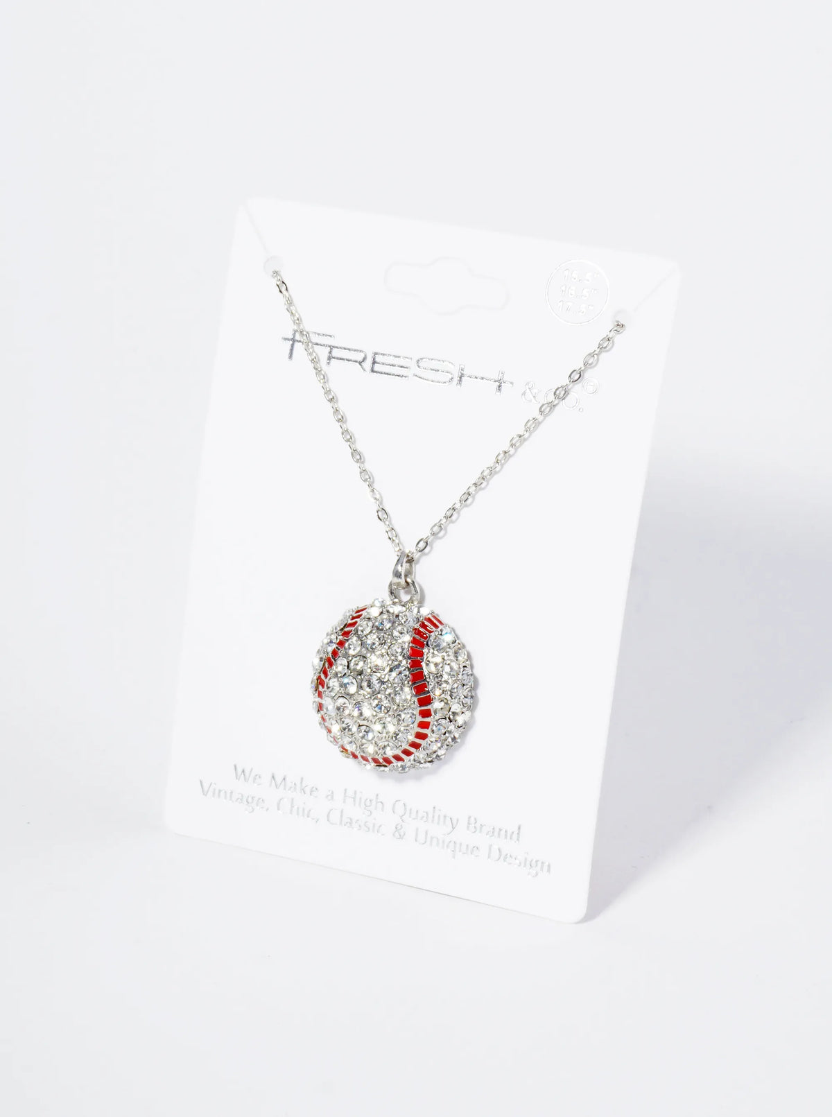 Crystal Pave Half-Dome Baseball Pendant Necklace