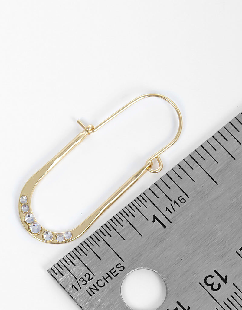 Crystal Pave Hammered Lightweight Hoop Earrings
