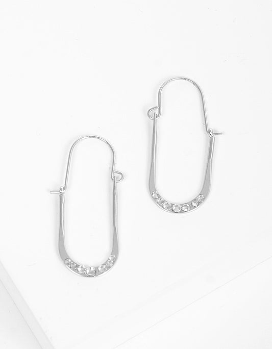 Crystal Pave Hammered Lightweight Hoop Earrings