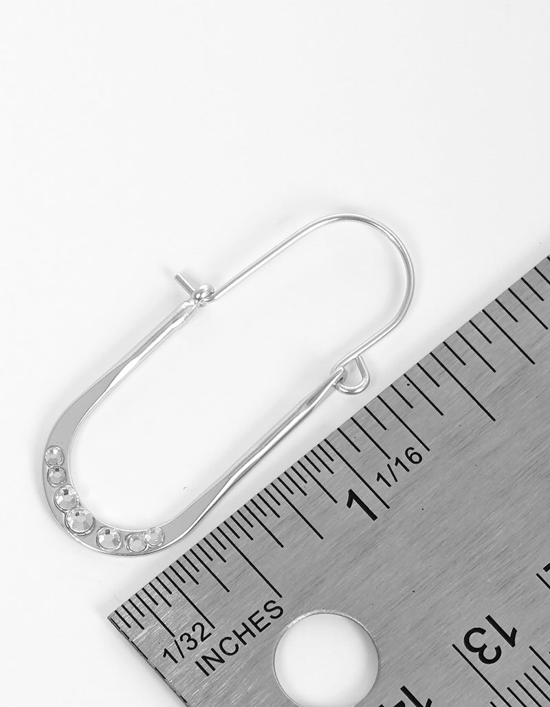 Crystal Pave Hammered Lightweight Hoop Earrings