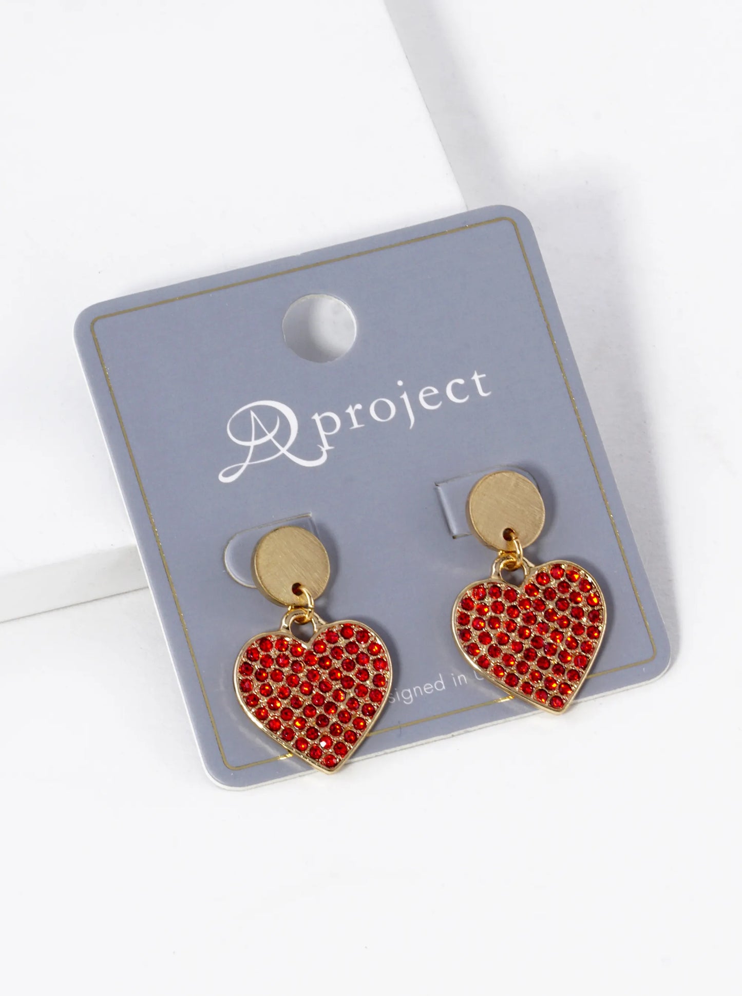 Crystal Pave Heart Drop Dangle Post Earrings