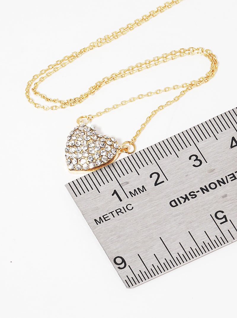 Crystal Pave Heart Pendant Dainty Necklace