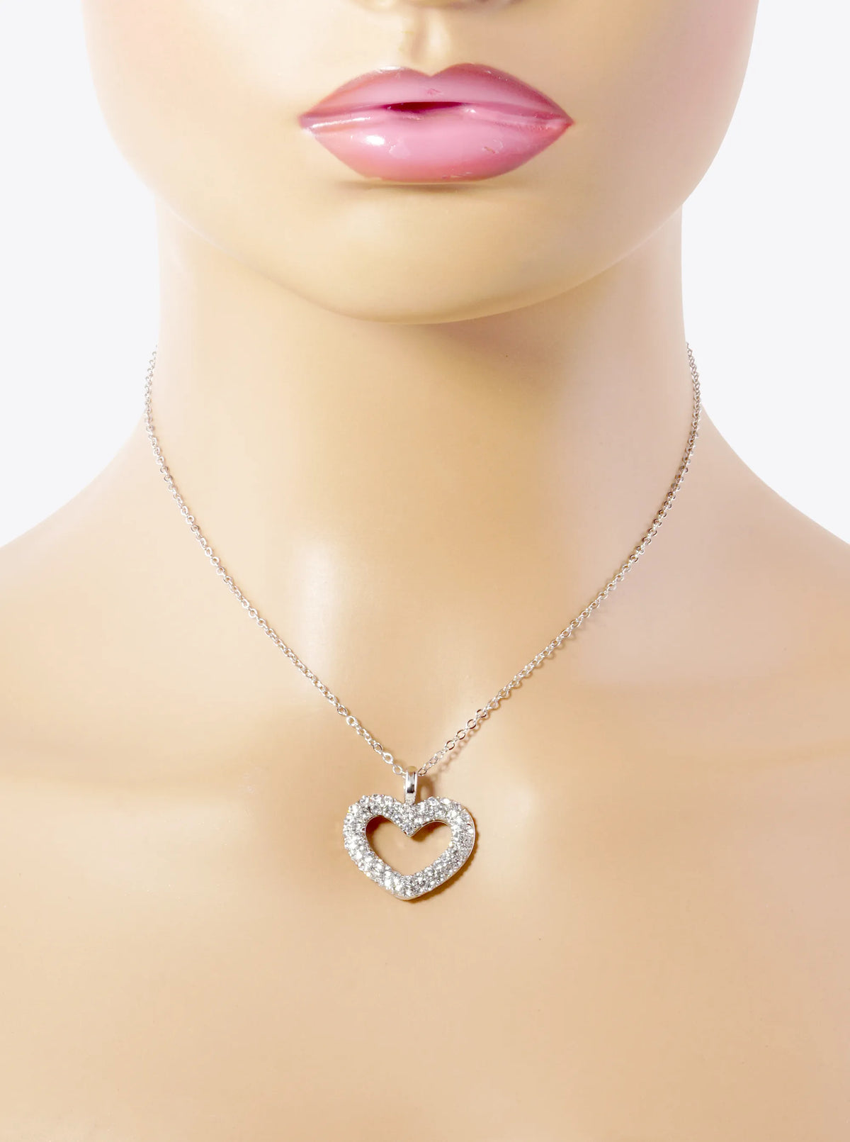 Crystal Pave Heart Pendant Necklace